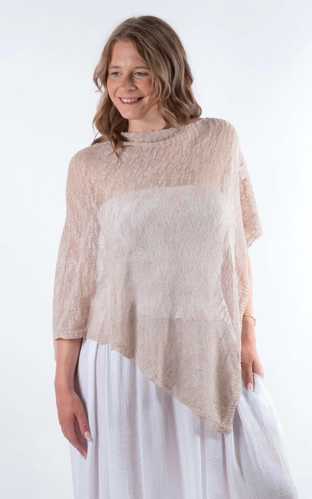 Fine Knit Poncho | Stone