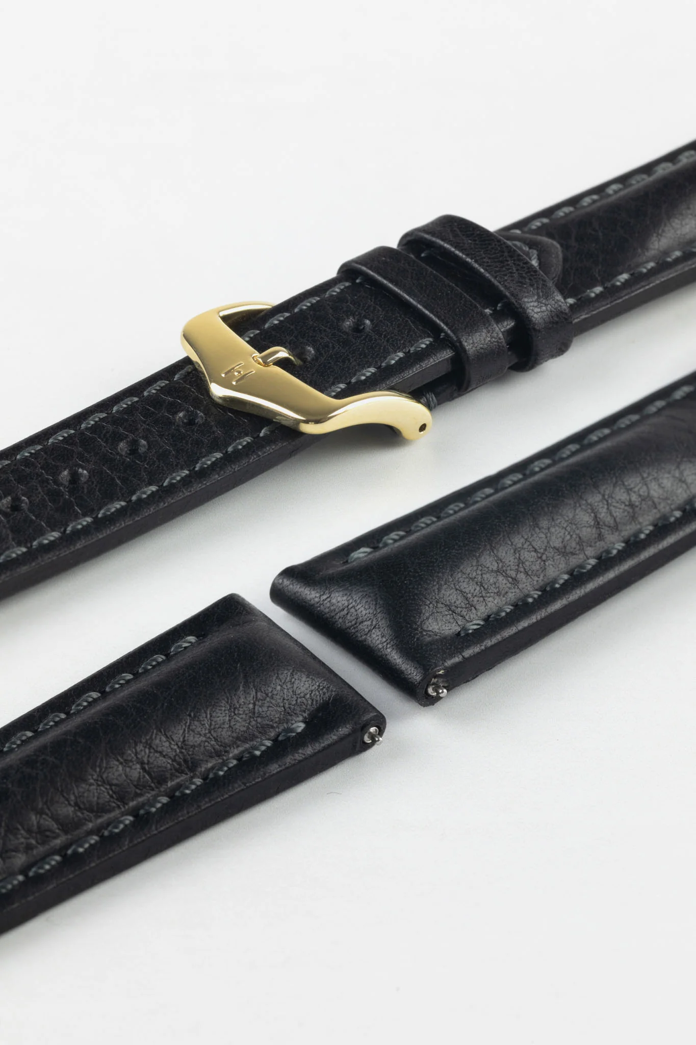 Hirsch LUCCA Tuscan Leather Watch Strap in BLACK