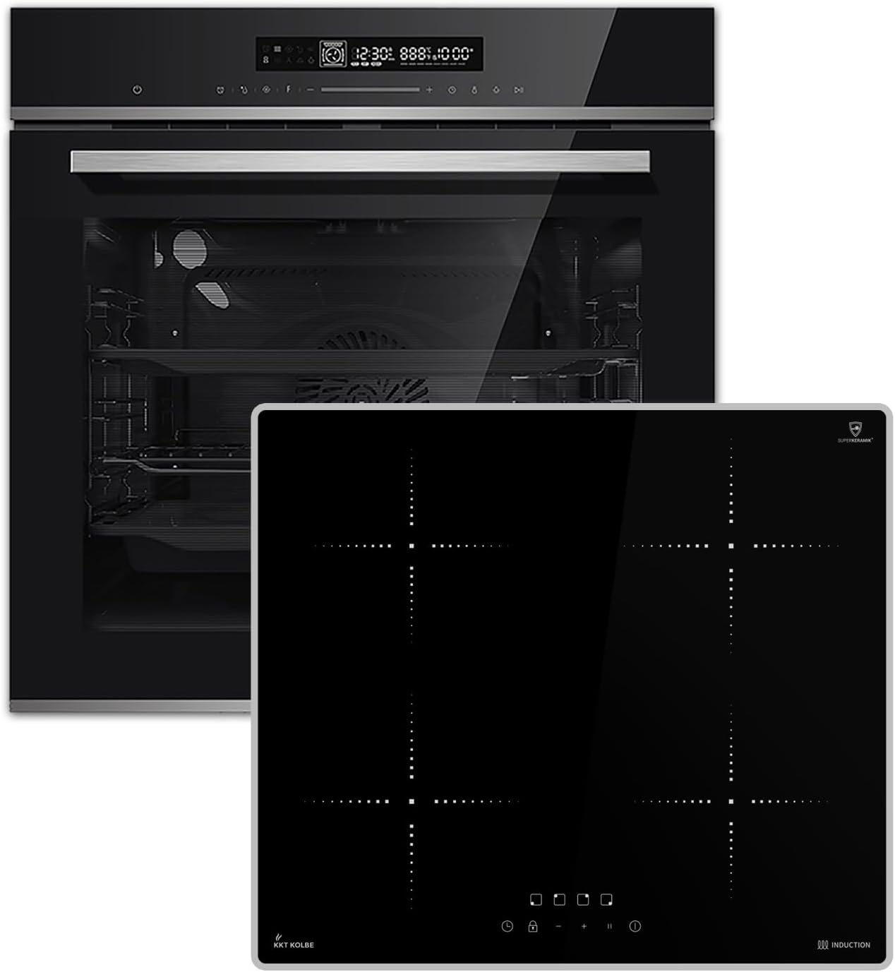 Autarkes Herdset: 60cm Einbaubackofen EB8017ED | 59cm Induktionskochfeld IH85901FZ | Katalyse | Pizzafunktion | Grill | Umluft | Heißluft | Automatik-Timer | SET8017IH592FZ