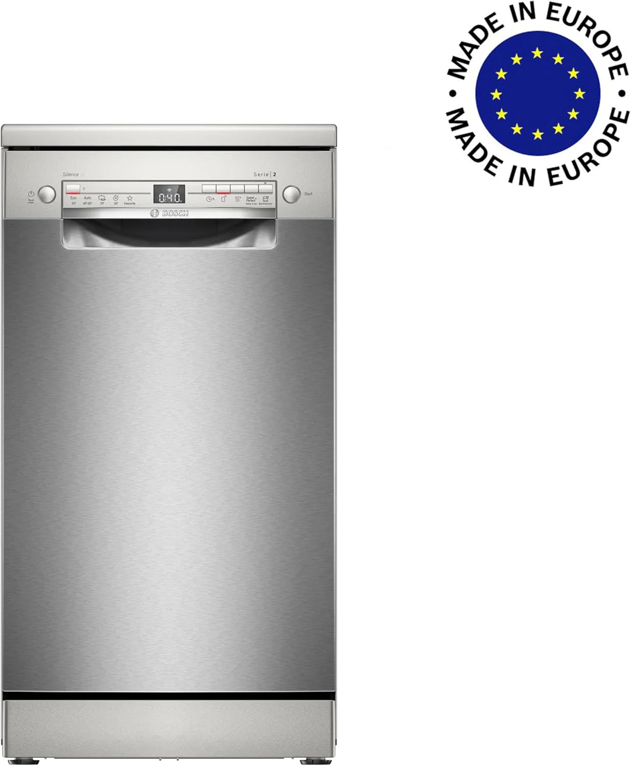 Bosch SPV2IKX10E Serie 2 Slimme inbouwvaatwasser, 45 cm breed, met bestekkorf, Extra Dry-functie met ����n druk op de knop, InfoLight rode lichtspot op de vloer, AquaStop-bescherming tegen waterschade, Wit