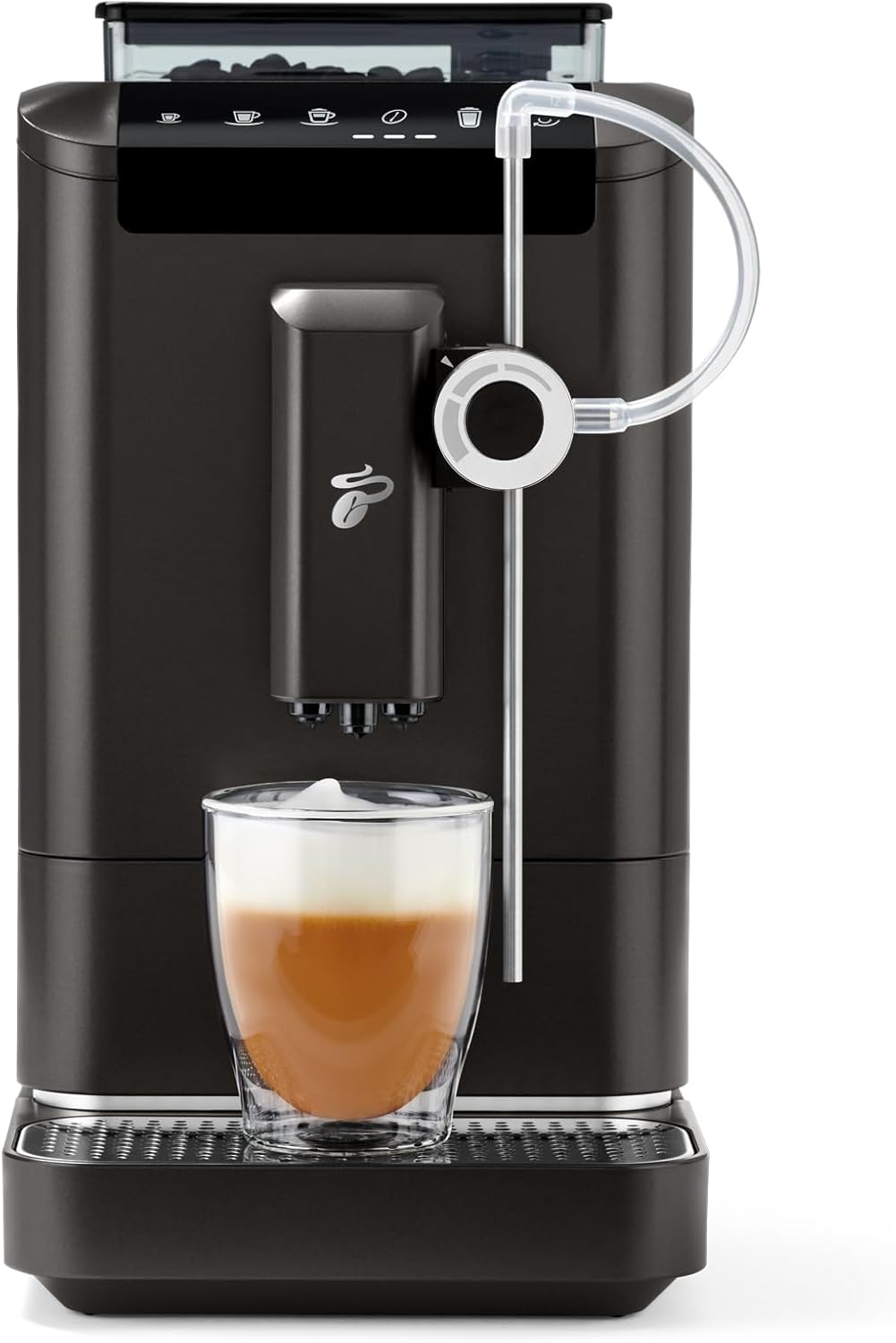 Tchibo Kaffeevollautomat Esperto2 Milk mit One-Touch Milchfunktion und 2-Tassen-Funktion für Espresso, Caffè Crema, Capuccino und Milchschaum, Granite Black - INKLUSIVE Kaffeeprobierset GRATIS