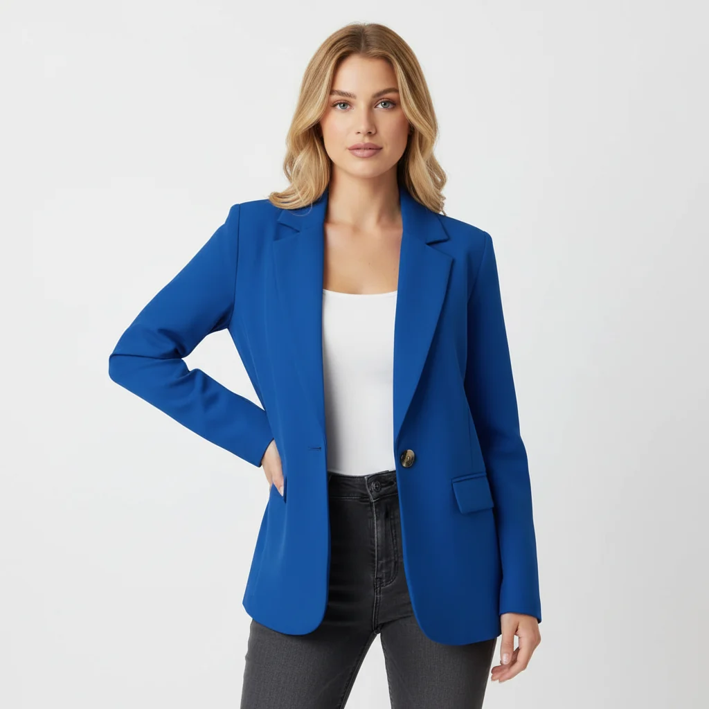 Taillierter Damen Blazer | Eleganter Business Blazer mit Knopfdetail und Taschen | Leichte Jacke f��r B��ro und Freizeit
