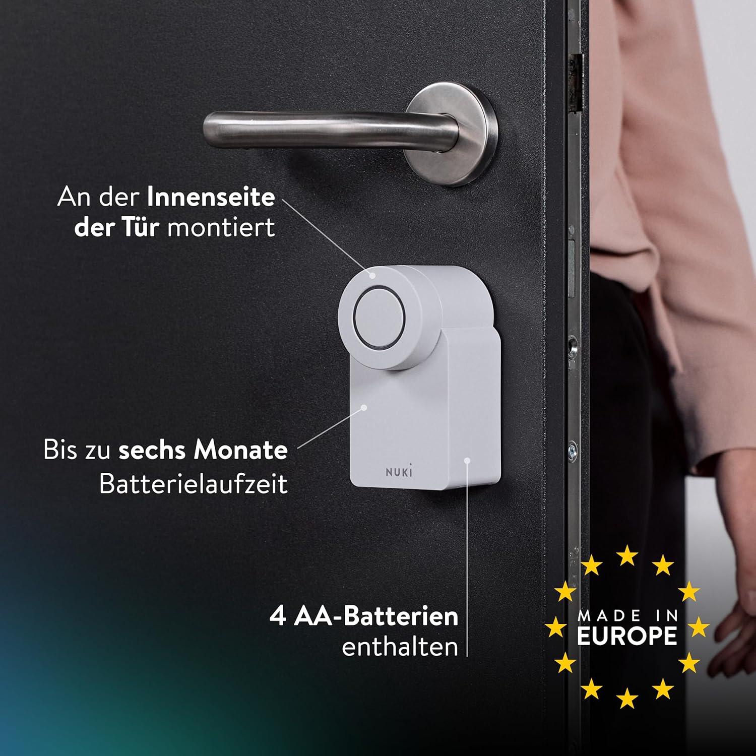 Nuki Smart Lock Go (2025) mit Bluetooth, WLAN & Matter, elektronisches Türschloss macht Smartphone zum Schlüssel, Nachrüsten ohne Zylindertausch – Smart Lock