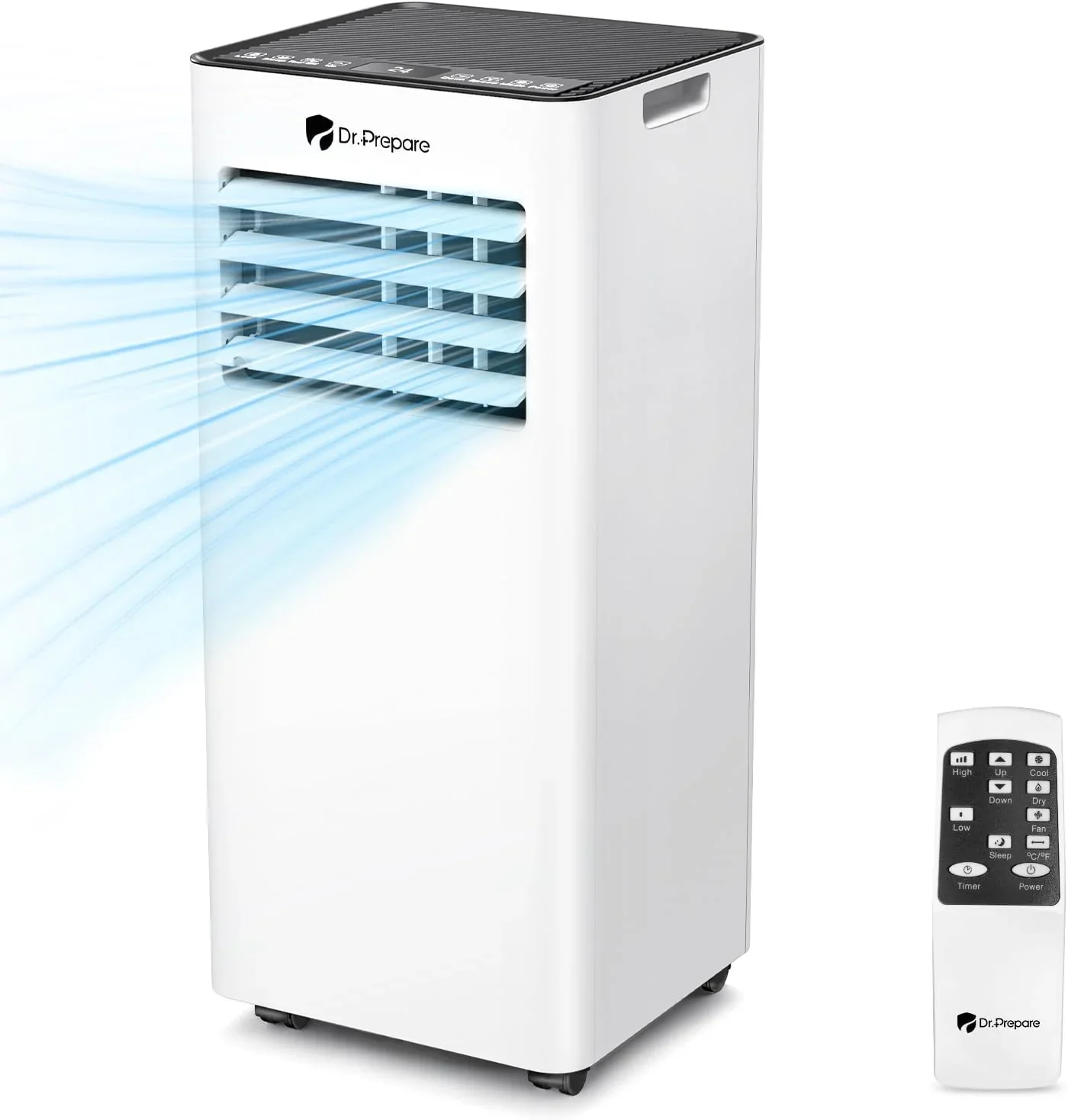 DR.PREPARE Mobiles Klimager?t 9000 BTU mit APP, 4 in 1 Mobile Klimaanlage mit Abluftschlauch, K��hlen&Ventilieren&Entfeuchten, Ventilator & Schlafmodus mit Fernbedienung, K��hlt bis zu 30m2, 1-24H Timer