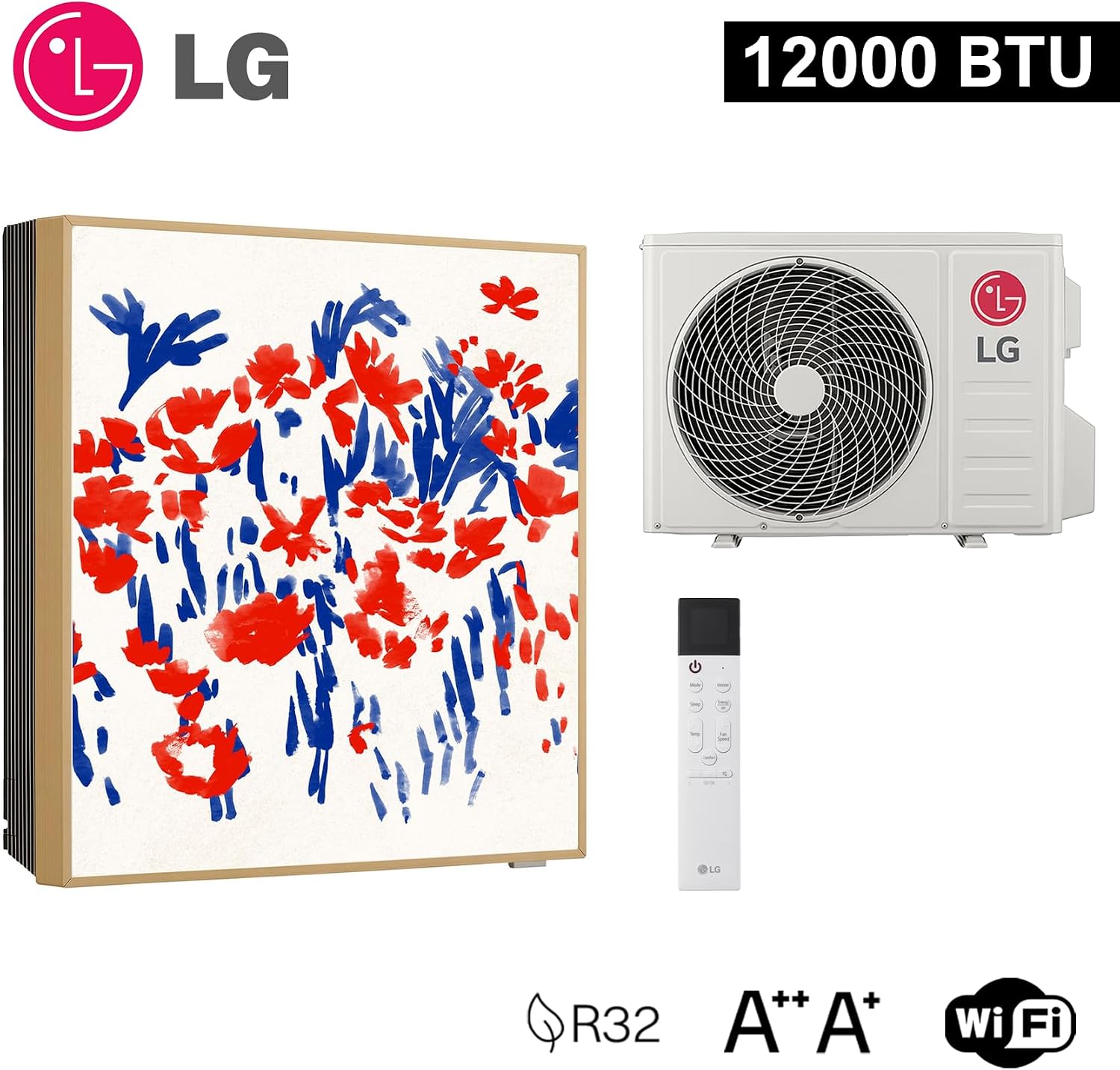 LG Mono Split Klimaanlage ArtCool Gallery Photo A12GA1, Wandklimagerät 12000 Btu mit Wärmepumpe, Personalisierbares Frontpanel, WiFi, A++/A+