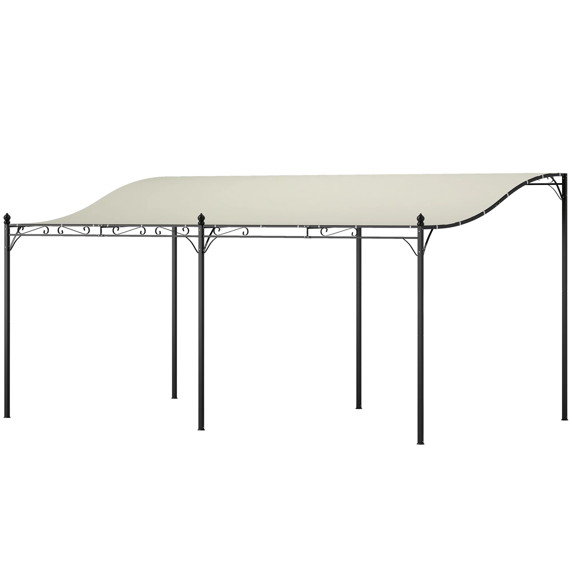 Outsunny 3 x 5 m Pergola, Flexibel Tuindak met Waterdichte Zeil en Metalen Frame, Schaduwplek, Crèmewit