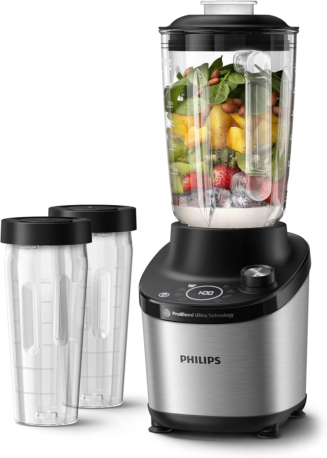 Philips Blender 7000 Series - 1500 Watt, 2 Liter, ProBlend Ultra Technologie, snelkeuzeprogramma's, HomeID recepten, Quick Clean-functie, 2 Tritan-bekers (HR3760/10)
