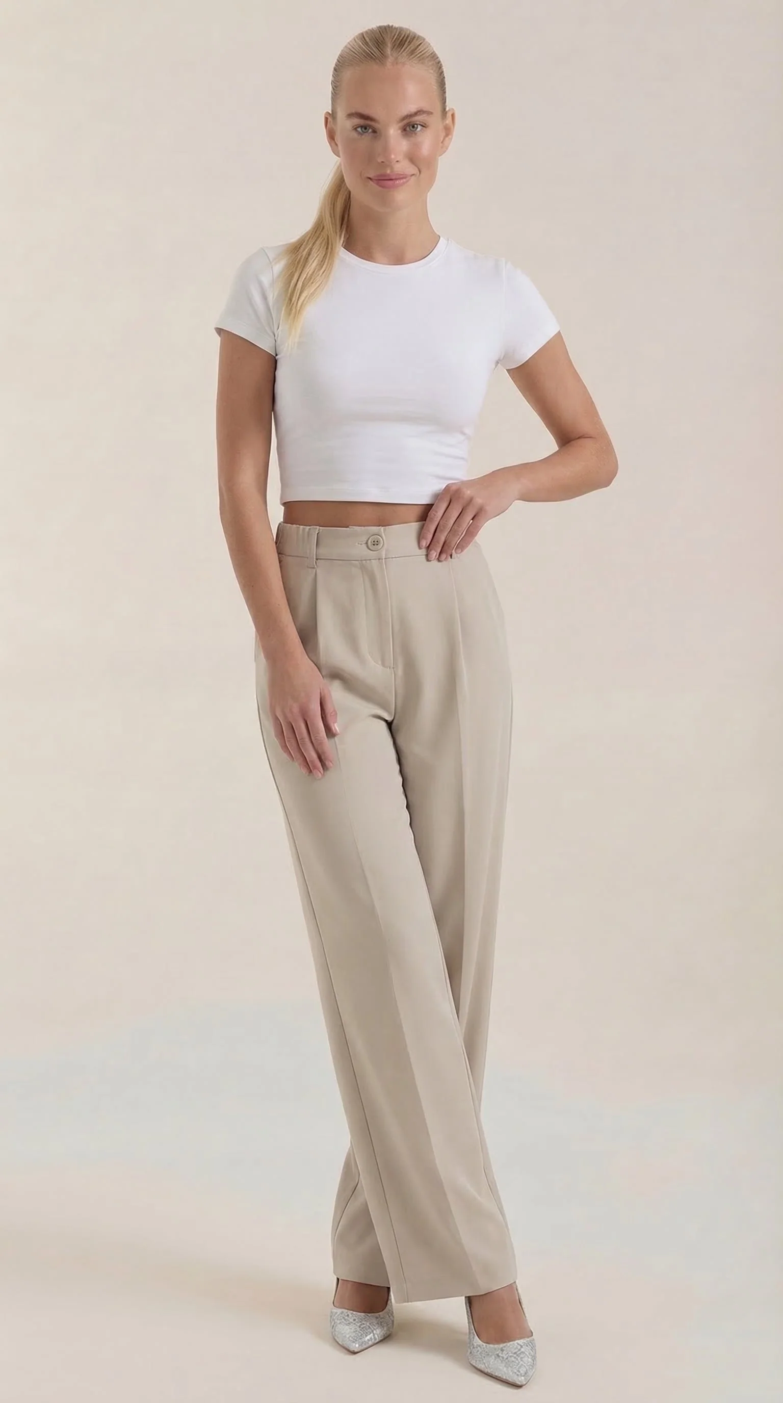 High Waist Stoffhose