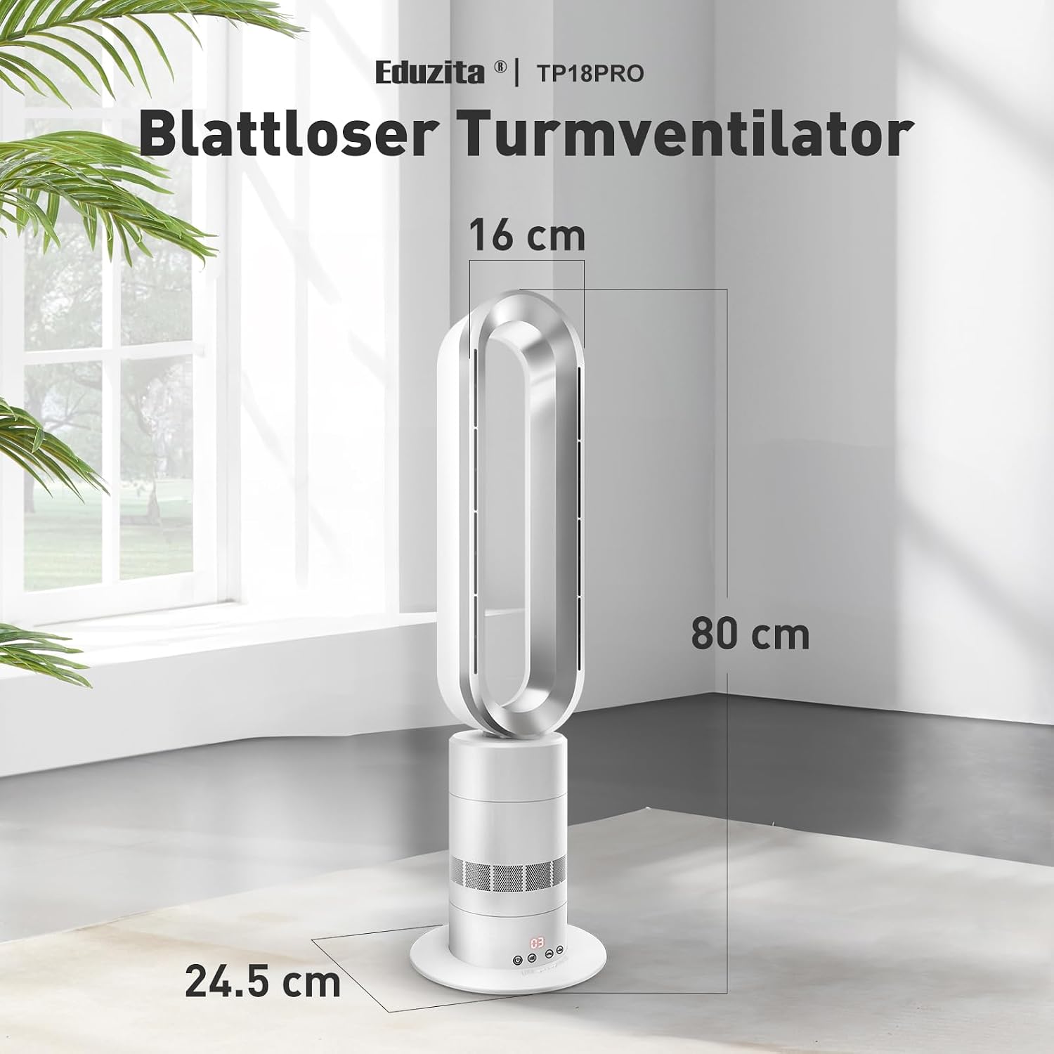 TP18Pro 2-in-1 Bladeless Turmventilator - Heizgerät & Kühlventilator, 10 Kühl- & 3 Heizstufen, Fernbedienung & Touch-Bedienung, Ultra-Leiser für den Heimgebrauch