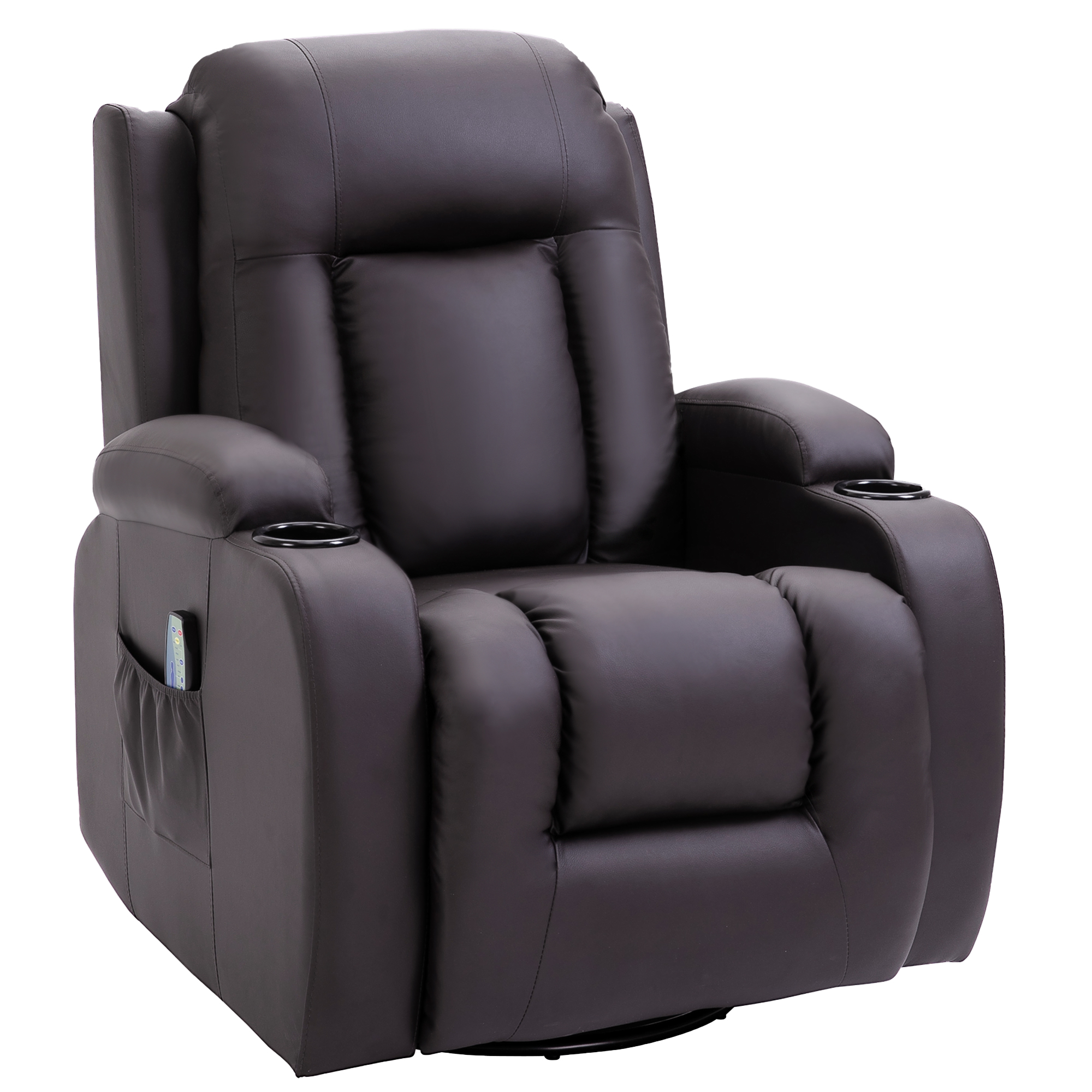 Massagestoel, relaxstoel, schommelfunctie, 8 vibratiepunten, inclusief afstandsbediening, Koffiebruin