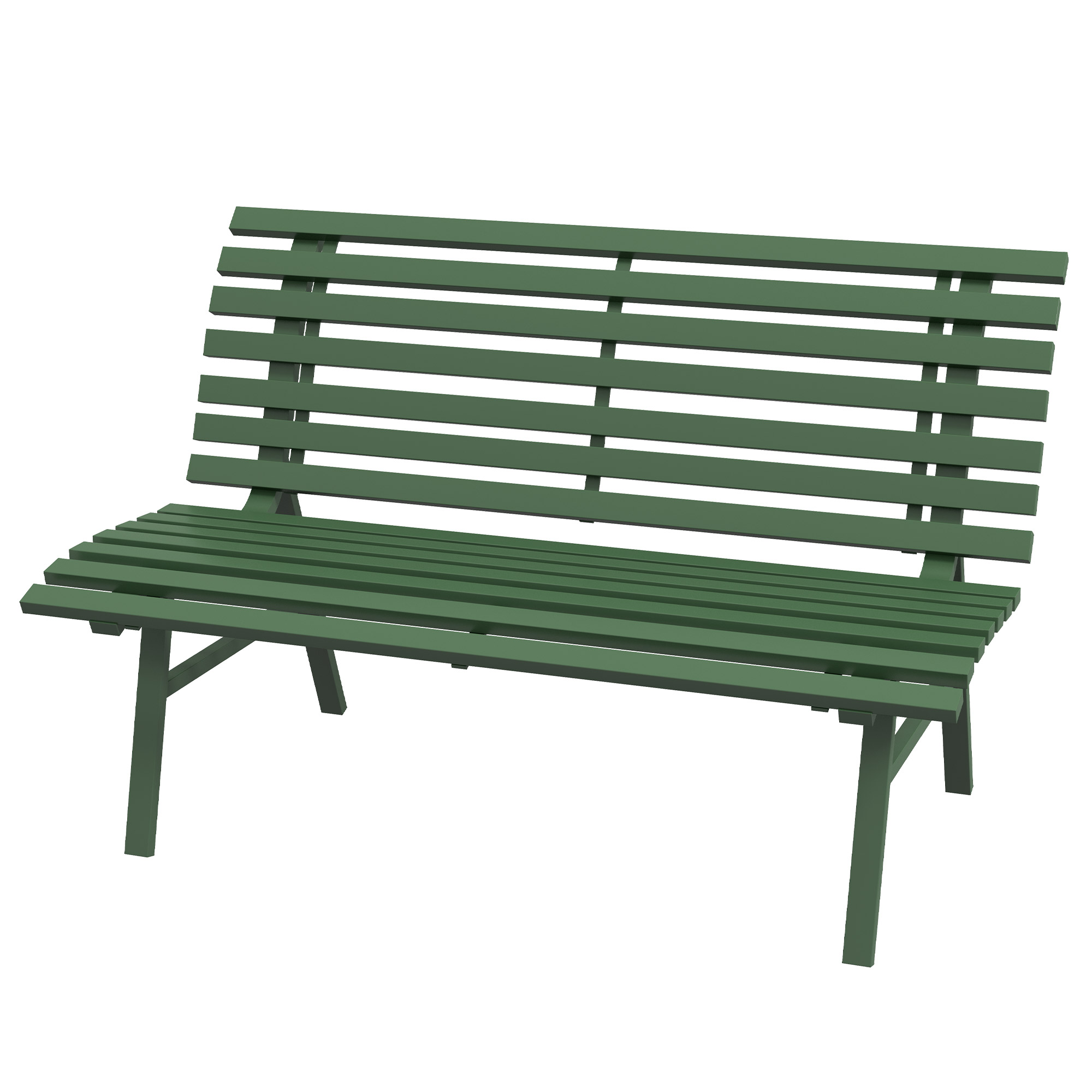 Outsunny Groene Tuinbank, Parkbank, Zitbank in Latdesign, Weerbestendig, Aluminium, 123 x 67 x 79 cm
