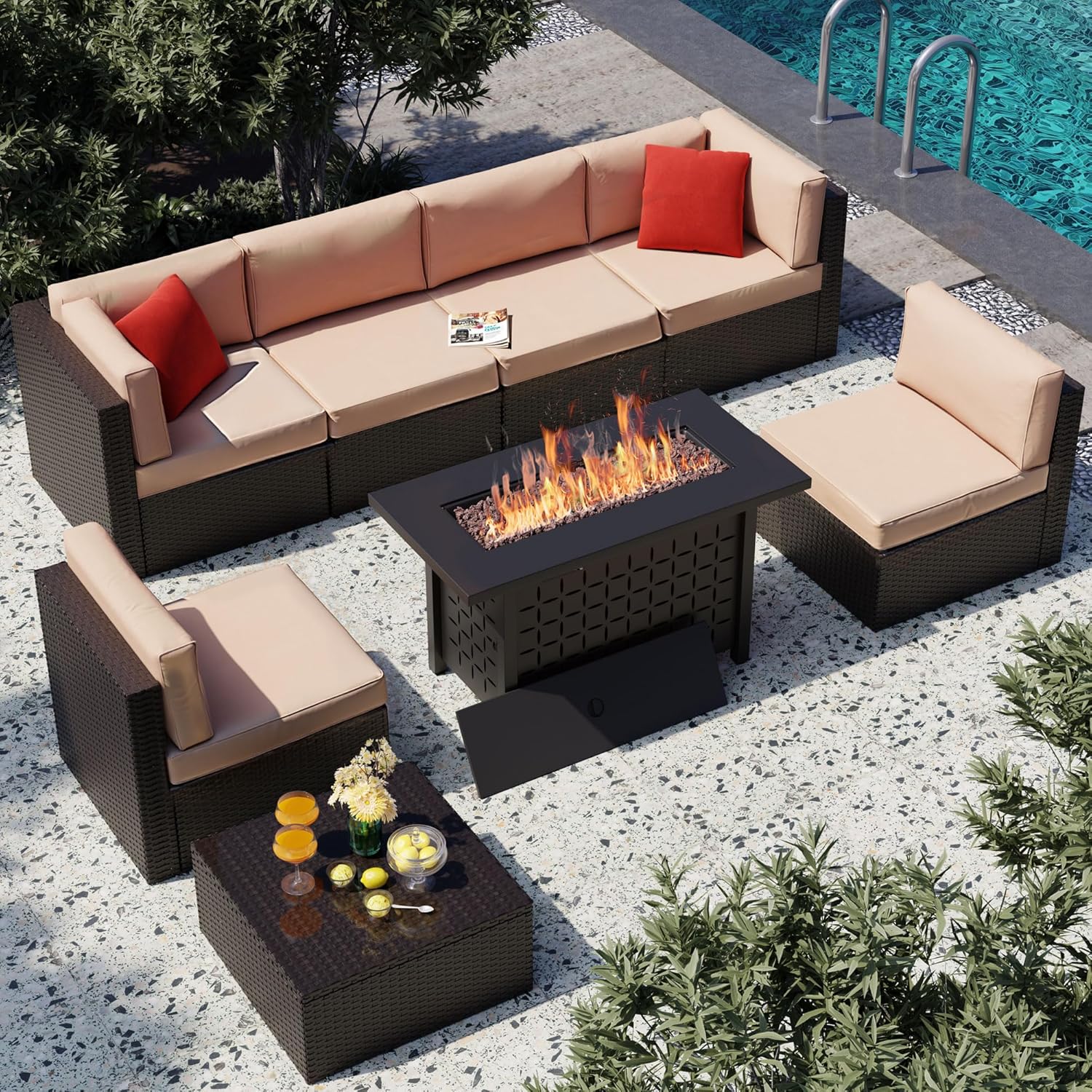 Vongrasig 8 Pieces Patio Furniture Set with 43