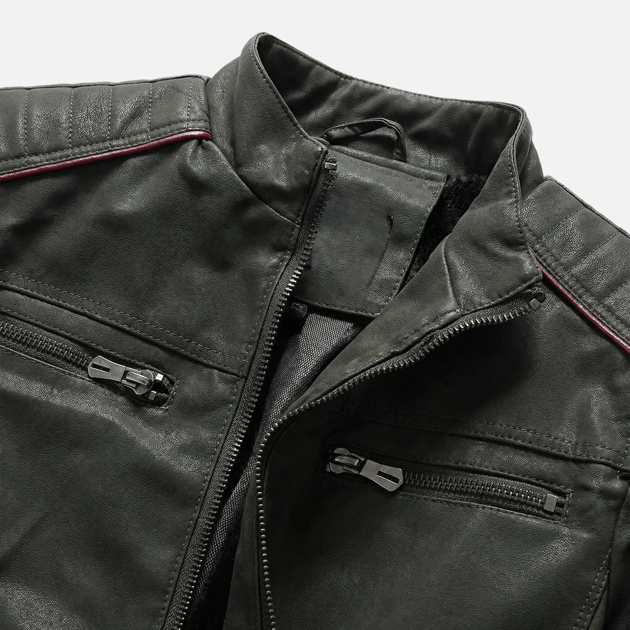 Texturierte Bikerjacke mit Stehkragen f��r Herren