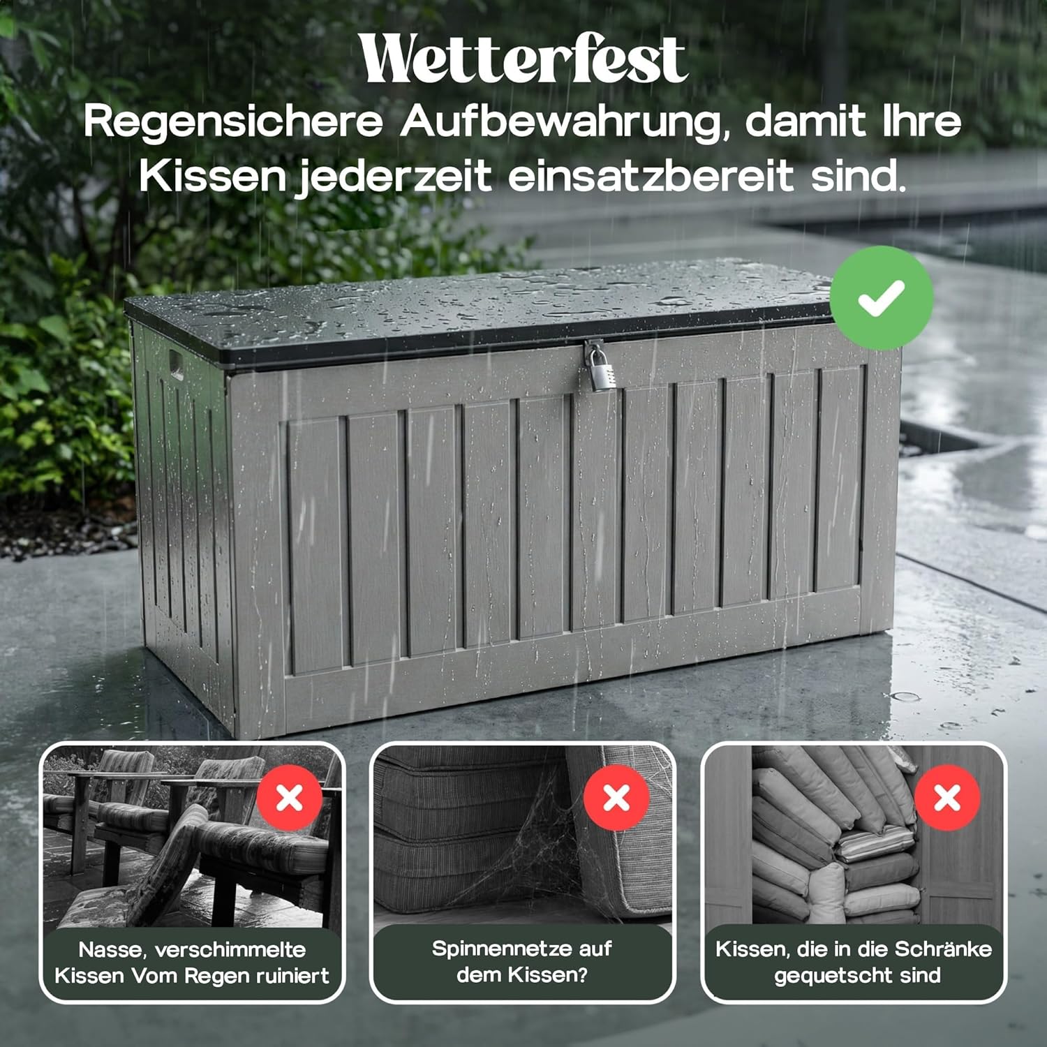 Olsen & Smith Aufbewahrungsbox XXL 830L Gartenbox Mit Deckel Groß, Auflagenbox Wasserdicht Kissenbox, Gartenschrank Für Kissen Und Storage Boxes Für Garten Balkon Terrasse Anthrazit Paketbox