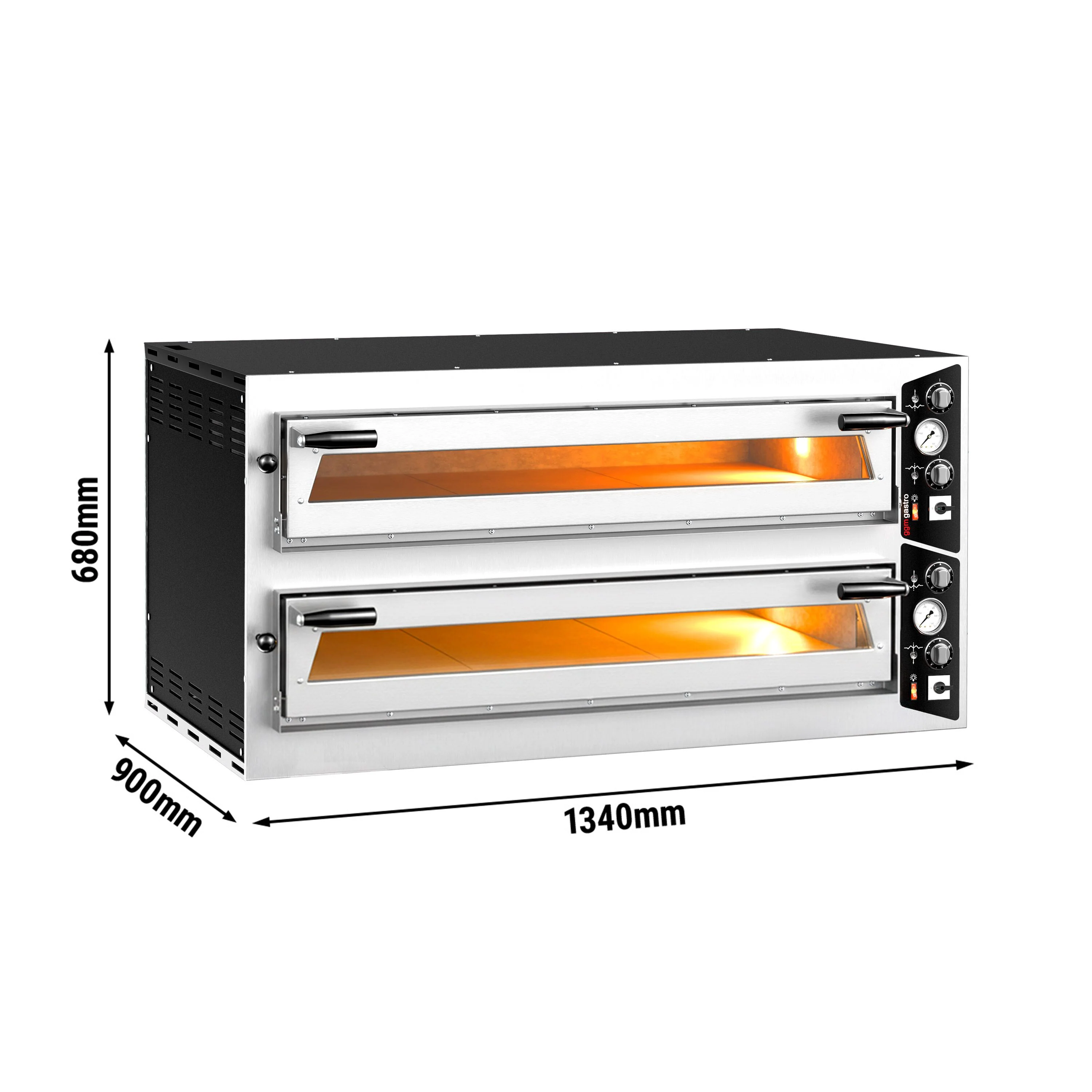 Elektrisk pizzaovn - 1340x900 mm - 6+6x ? 35 cm (Bred) - opptil 450 ��C - manuell