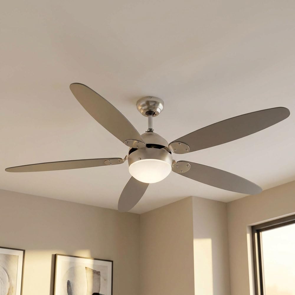 LED Deckenventilator Ventilator Wohnzimmer Rechts-/Linkslauf Metall D 132 cm