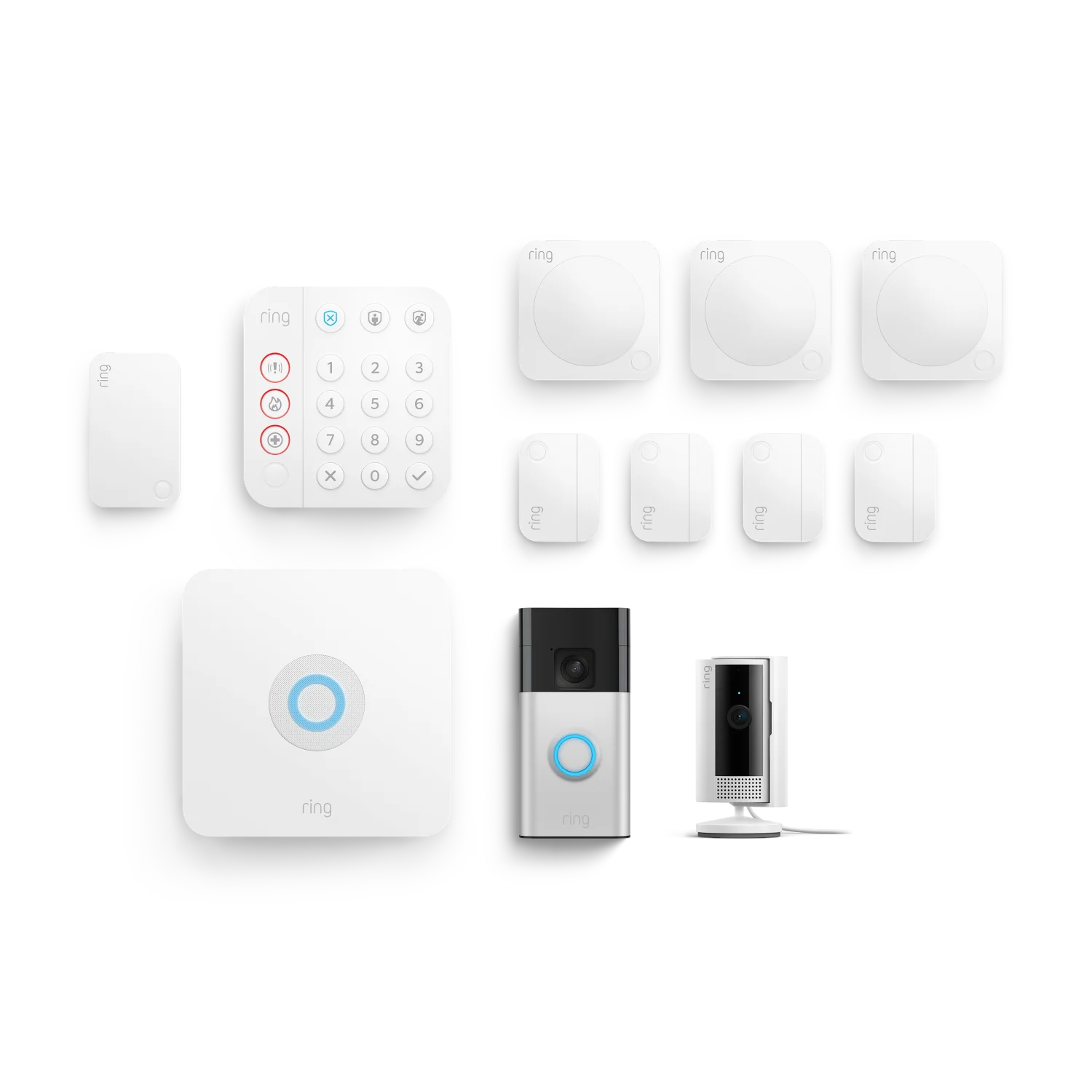 Alarmsysteemset + Indoor Cam (2e gen.) + Video Doorbell accu in pakket - L