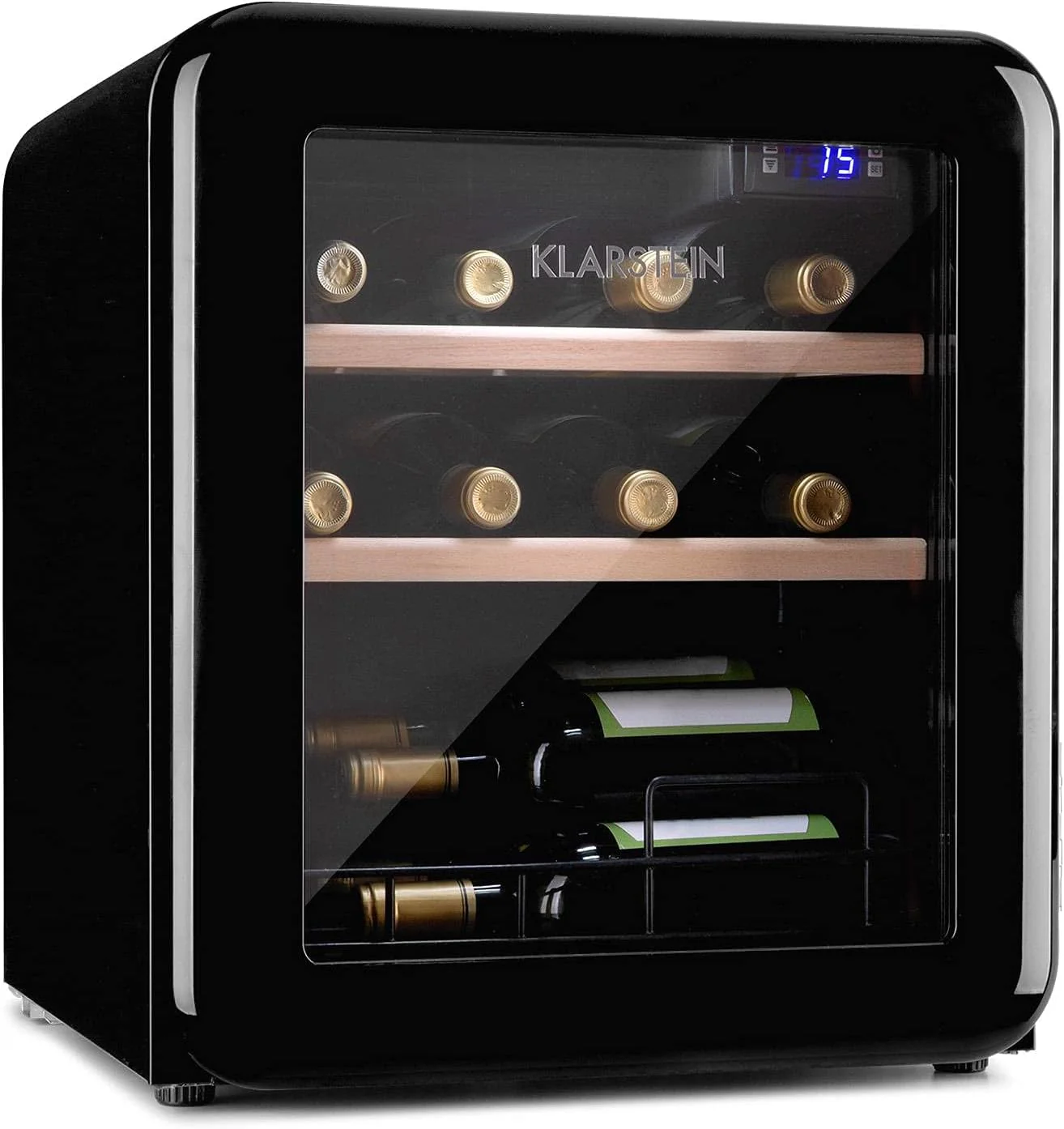 Klarstein Weink��hlschrank, Getr?nkek��hlschrank Schmal, K��hlschrank mit Glast��r, Getr?nkek��hlschr?nke Freistehend, Weink��hlschrank Klein, Weink��hlschr?nke 1 Zone, UV-Schutz, 4-22 ��C, 19 Flaschen