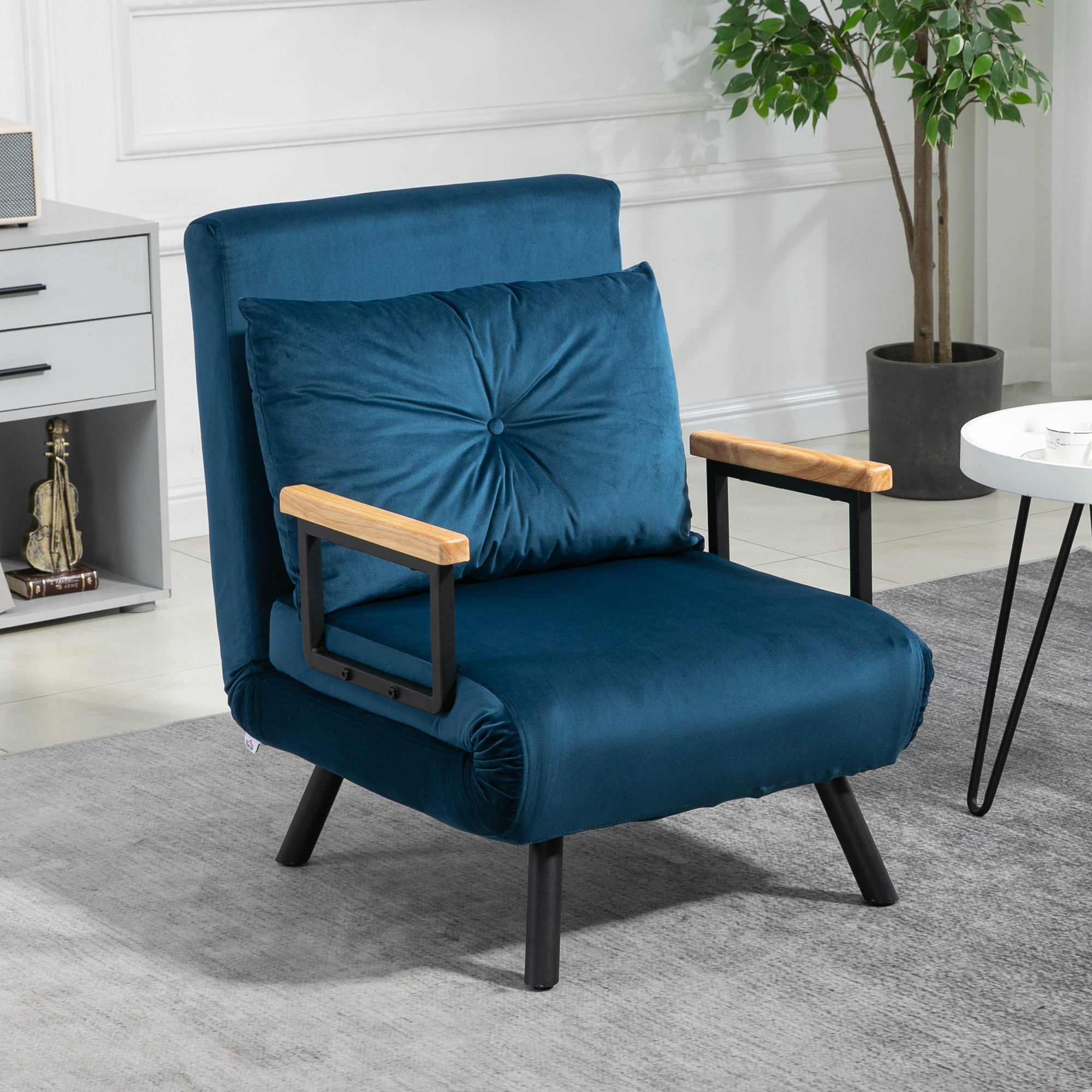 Relaxstoel Ligstoel Fluweel, Ligfunctie, Fluweel, 63 cm x 73 cm x 81 cm, Blauw