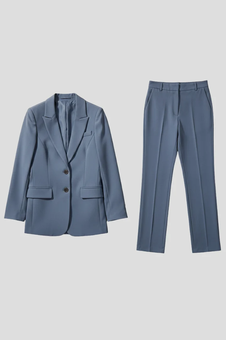 Damen Hosenanzug Set | Eleganter Zweiteiler mit Reverskragen Blazer und Gerade Geschnittener Stoffhose f��r Business und Alltag