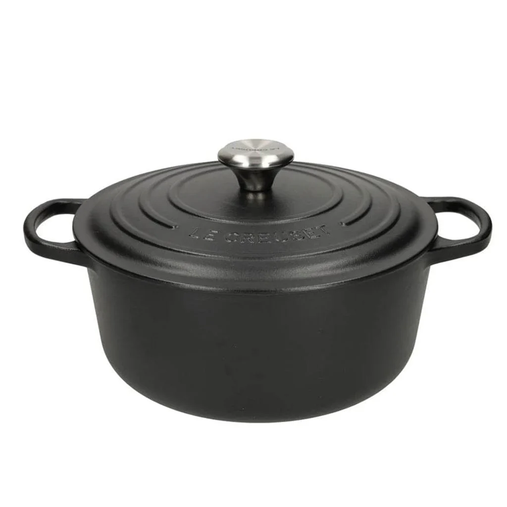 2025 Le Creuset - Sartén para asar / guisar Signature redonda negro mate 24 cm 4,2 l (interior negro)