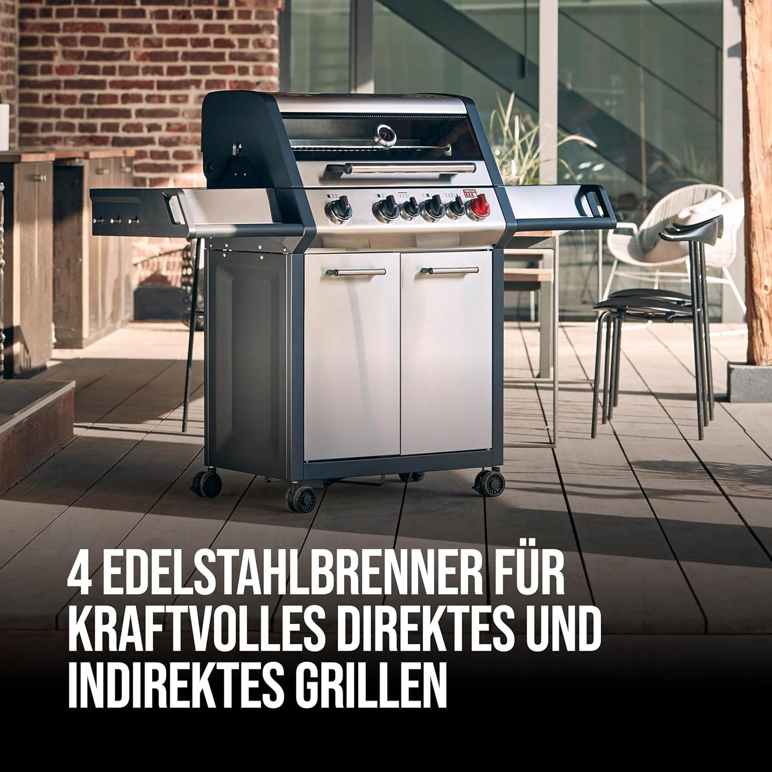 Enders® Gasgrill MONROE PRO 3 SIK TURBO, 3-Edelstahlbrenner, Seitenkocher, Infrarot-Backburner, PanoVision Sicht, HEAT RANGE™-Brenner, SWITCH GRID™, 800 °C TURBO ZONE™, SIMPLE CLEAN™ #8376