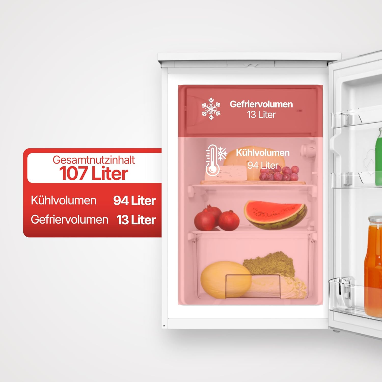 Amica KS 361 300 W Kühlschrank mit Gefrierfach/EEK: C / 107 L Nutzinhalt / 85cm hoch/weiß