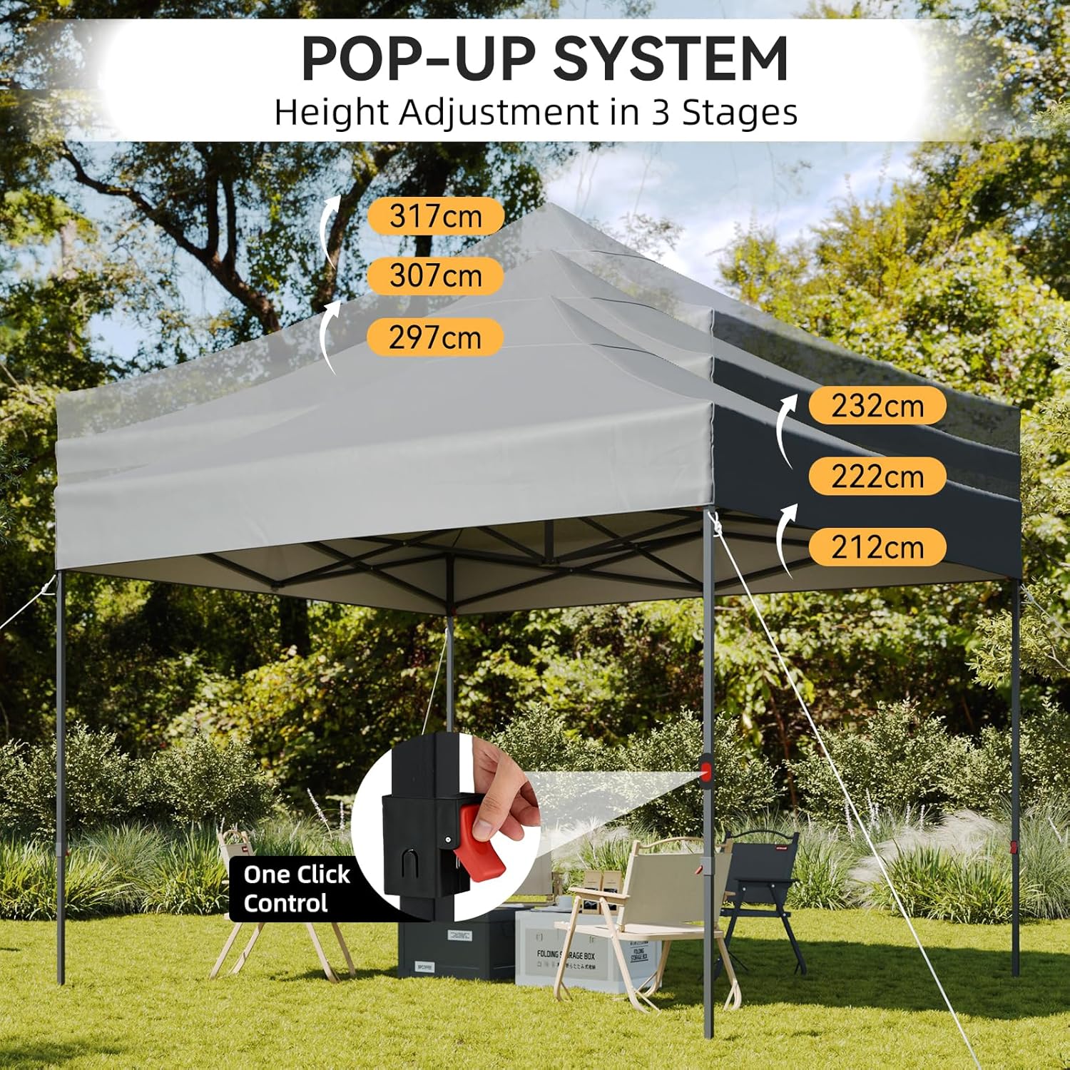 Aoxun Faltpavillon 3x3m Wasserdicht Stabil, Pop Up Pavillon mit Seitenwänden, UV-Schutz 50+ Gartenzelt Inkl. Rolltasche, Sandbags, Partyzelt Fuer Camping, Strand, Hochzeit und Outdoor Shelter, Grau