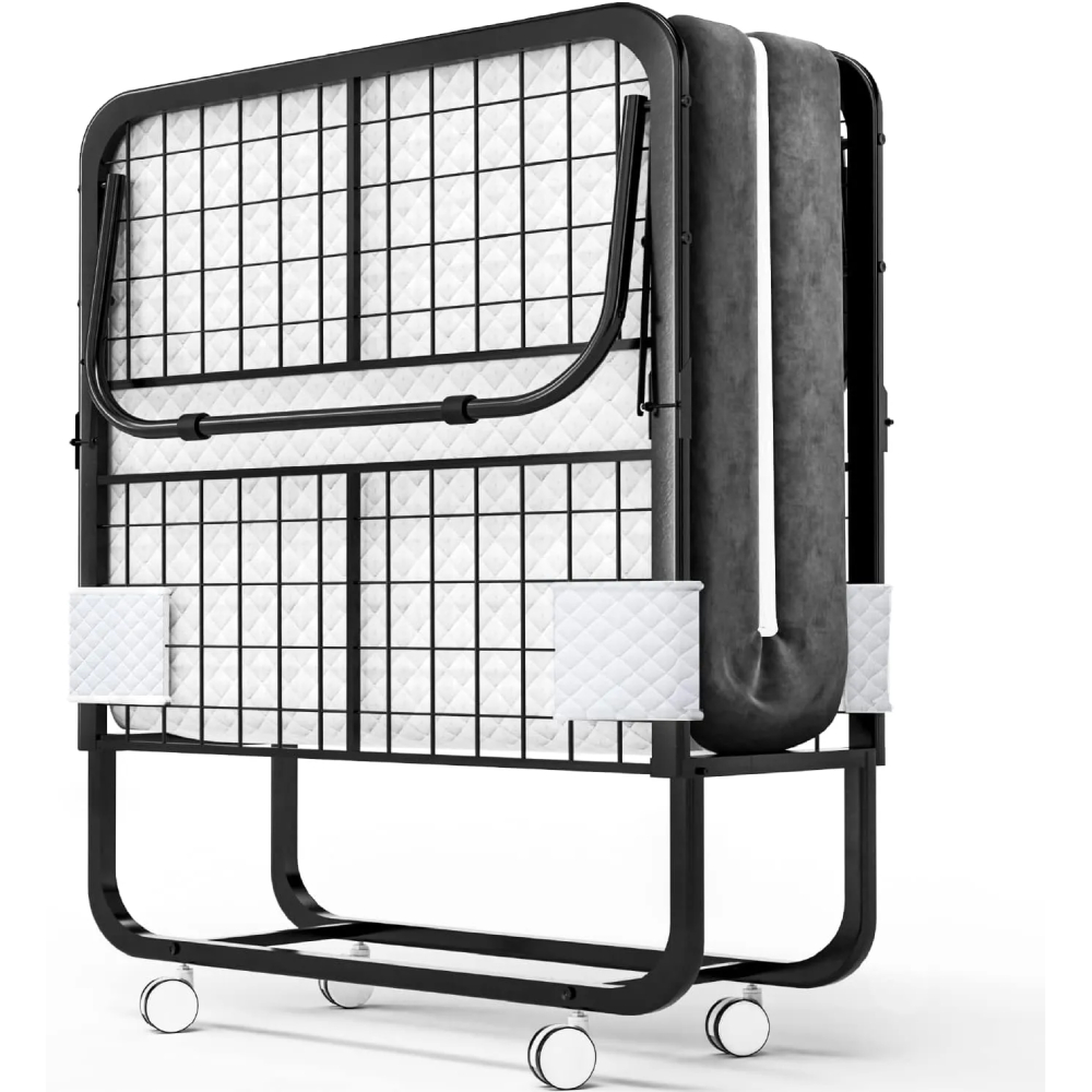 EconoHome Folding Bed with Mattress - Portable Foldable Roll Away Adult Bed for Guest