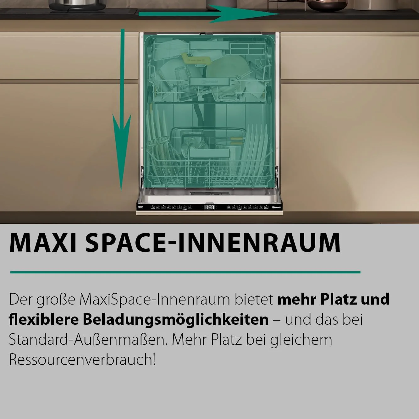 Bauknecht B7F HP43 XA Vrijstaande vaatwasser/ 60 cm/ 15 couverts/ PowerClean Pro-Effectieve hogedruksproeiers/ Natural Dry-Automatische deuropening-Betere droging/ Maxi Space-Meer binnenruimte