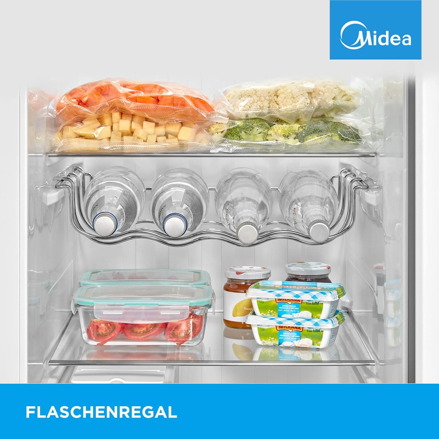 Midea Side-by-Side Kühl-Gefrierkombination 532 L mit Indoor Ice Bar | No Frost, Inverter Kompressor, 256 kWh/Jahr | Twin Control & SuperCool | 176,5 cm hoch | MERS530FGD02