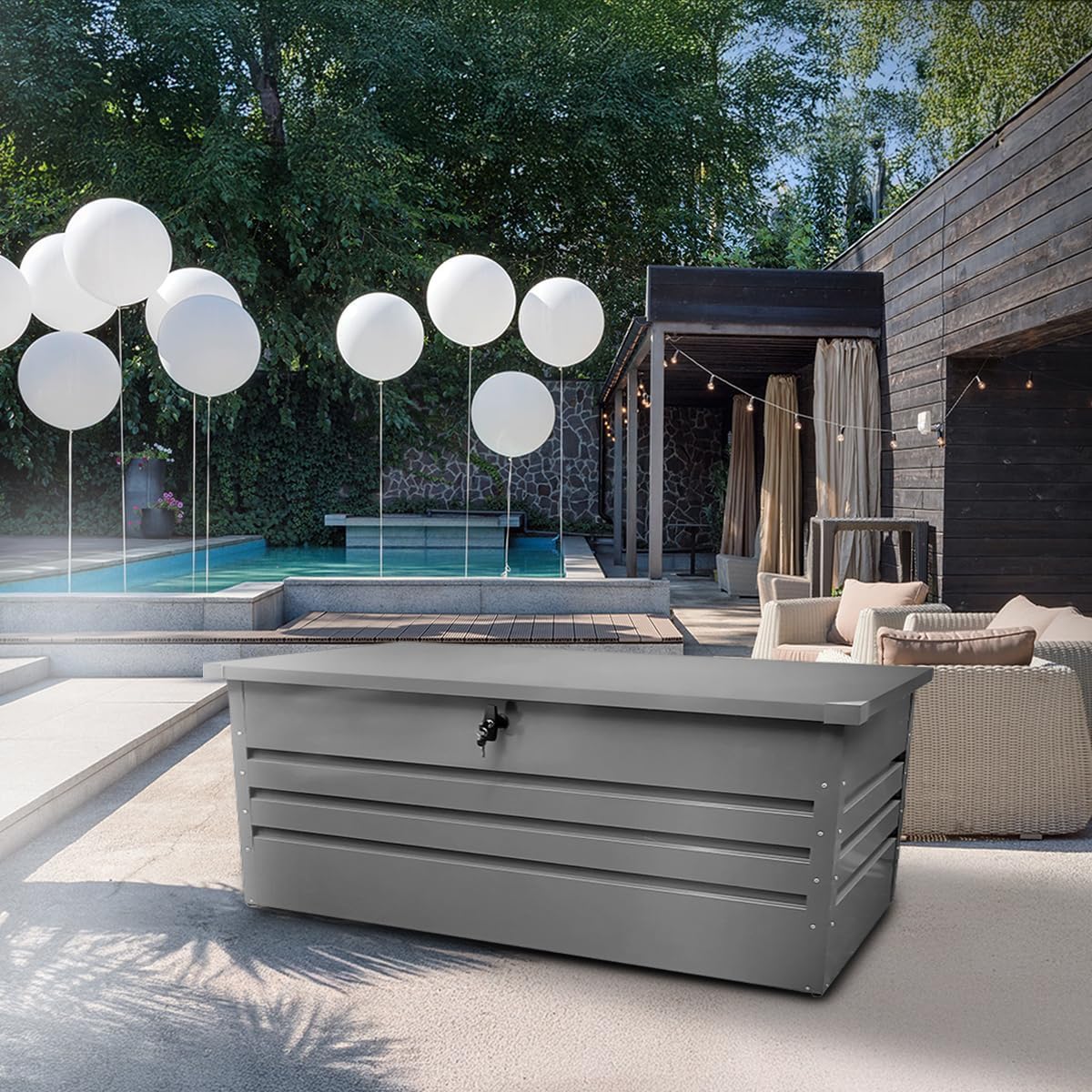 Grindi - Gartenbox Metall - Kissenbox - Auflagenbox - Orto II 600 L - Aufbewahrungsbox mit Deckel - Outdoor Schrank - Paketbox - Sitzbank mit Stauraum - Gartenhaus - Geräteschuppen - Truhe mit Deckel