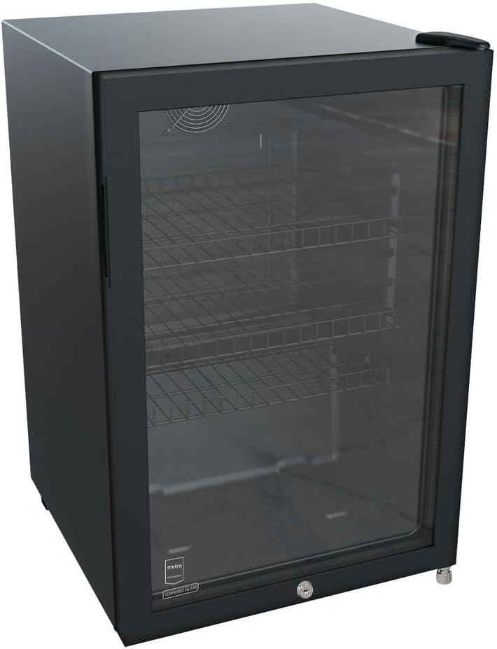 METRO Professional Réfrigérateur à boissons GSC2125B, métal/verre, 54.5 x 54 x 84 cm, 118 L, refroidissement statique par air, avec serrure, noir