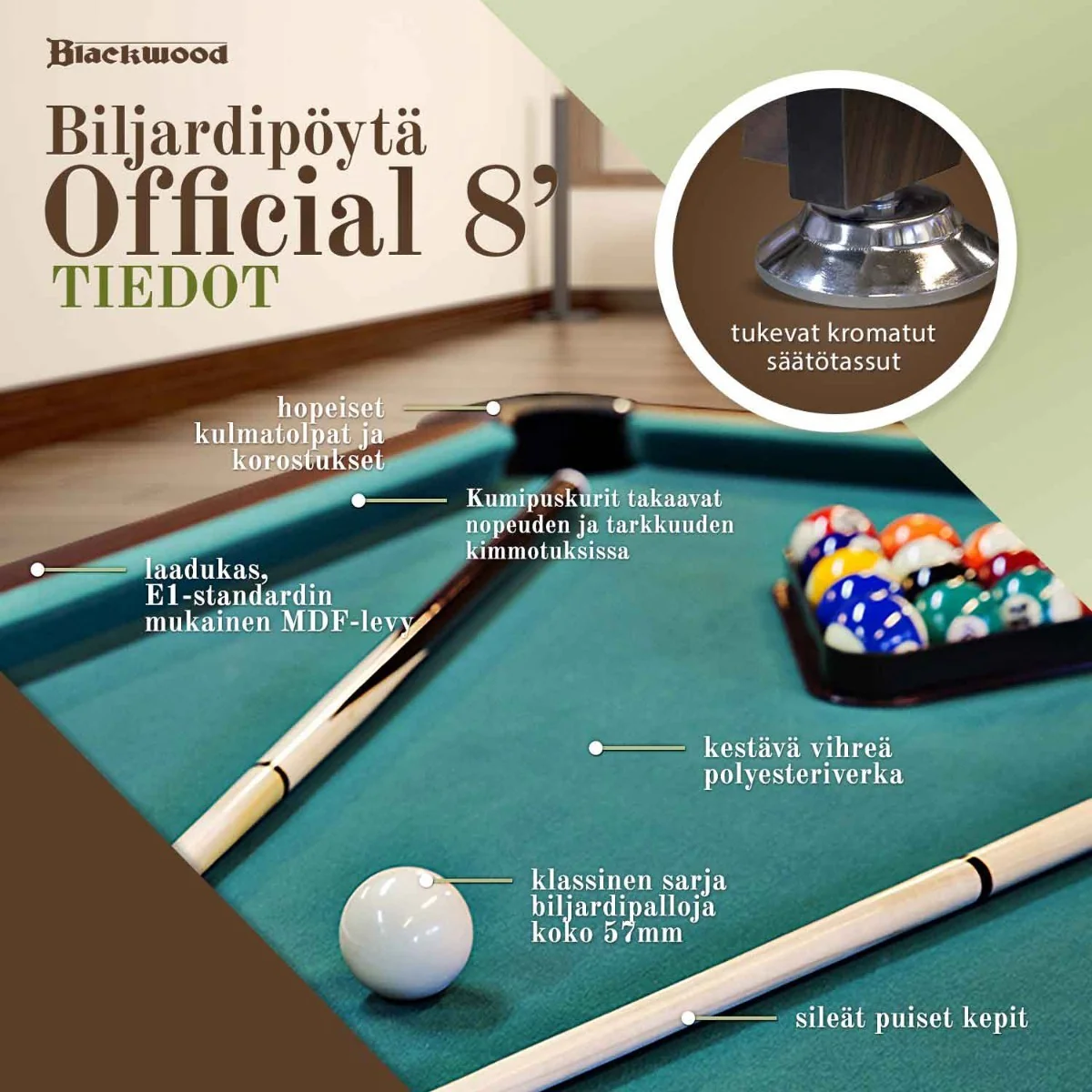 Blackwood Billardtisch Official 8'