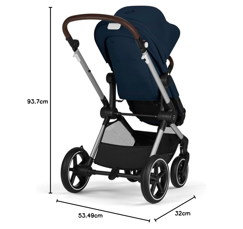 CYBEX Gold Kinderwagen EOS Lux 2-in-1, Reisesystem, Ab Geburt bis 22 kg (ca. 4 Jahre), Moon Black