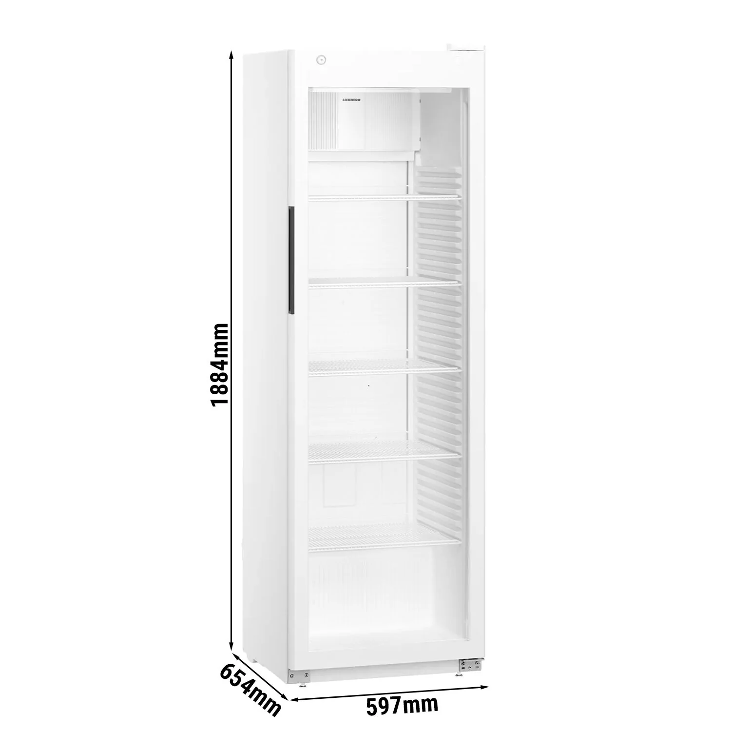 LIEBHERR | PERFORMANCE kjøleskap - 400 liter - Plastinnredning - med 1 glassdør - Hvit