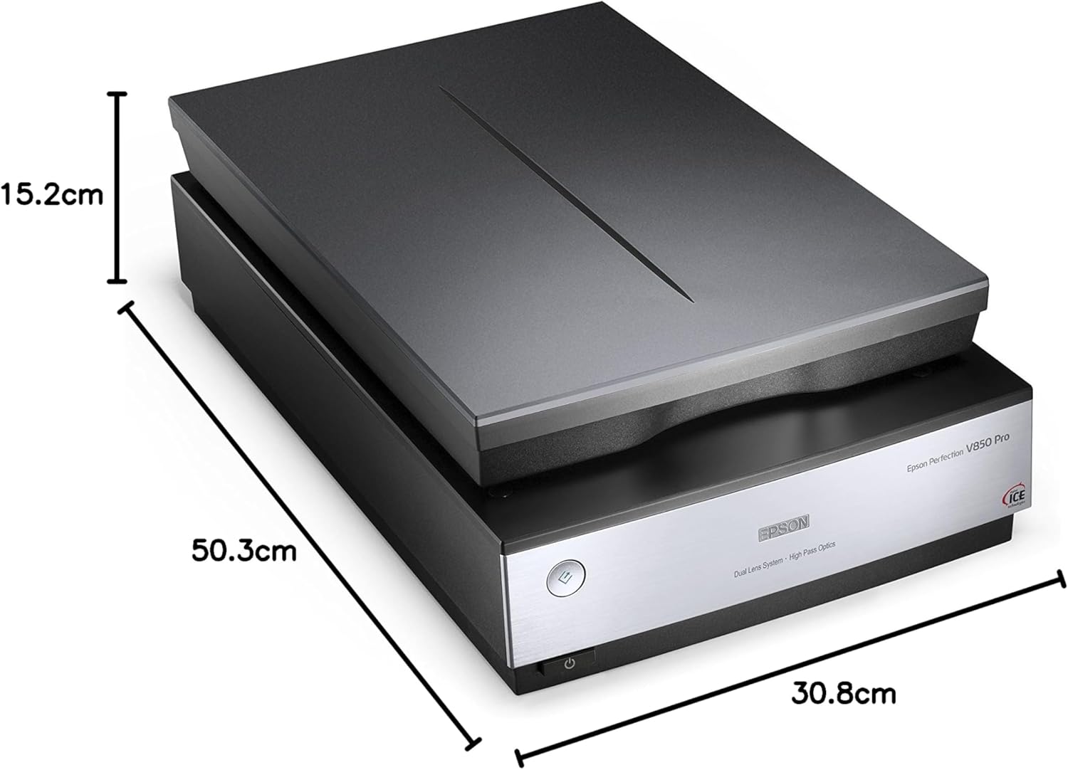 Epson Perfection V850, professioneller Fotoscanner, Scanner zum Digitalisieren von Fotos, Vorlagen, Dias und Negativen, Flachbettscanner mit hoher Auflösung, schwarz/silber