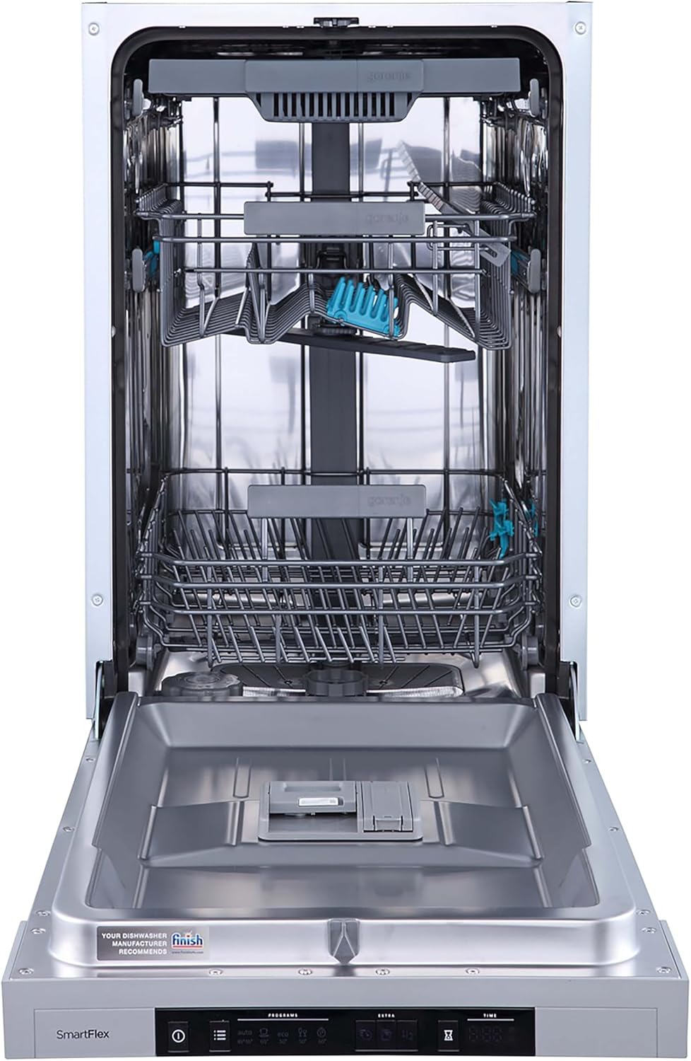 Gorenje GI 520 E15X Teilintegrierbarer Geschirrspüler / 45cm / 9 Maßgedecke / 5 Programme / 1h Reinigungsprogramm / höhenverstellbarer Oberkorb / vollständiger Überlaufschutz, Eingebaut, Edelstahl