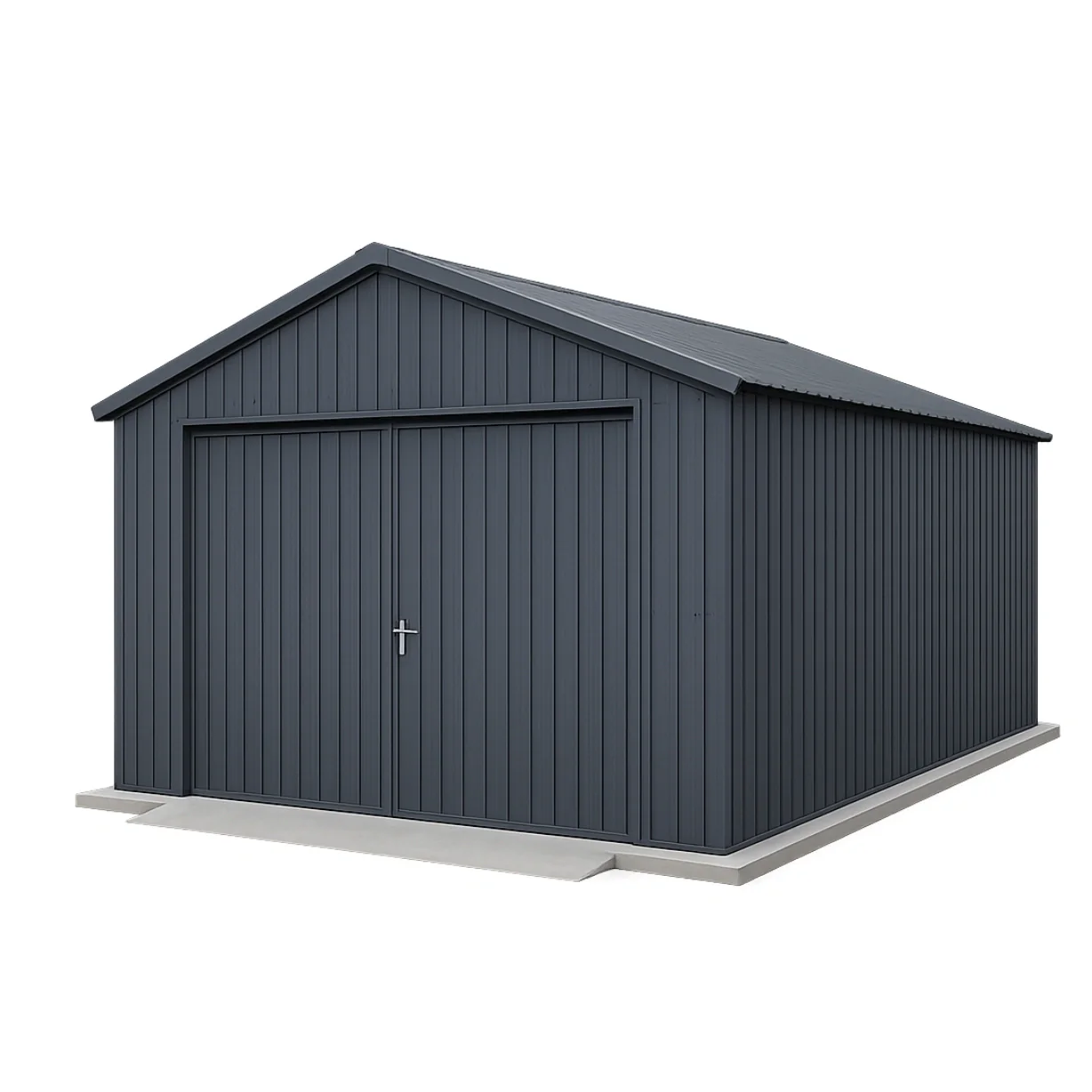 Gr metalgarage, dobbeltdr, gavltag, 5x3x2,7m