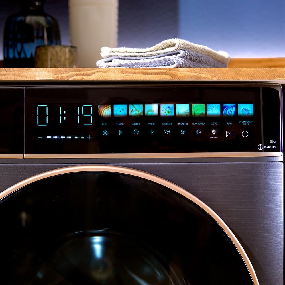 Cecotec Waschmaschine 9 kg Frontlader Bolero DressCode 9900 Inverter FullColor Ice Blue A. Blau-Finish, 1400 U/min, 10,3