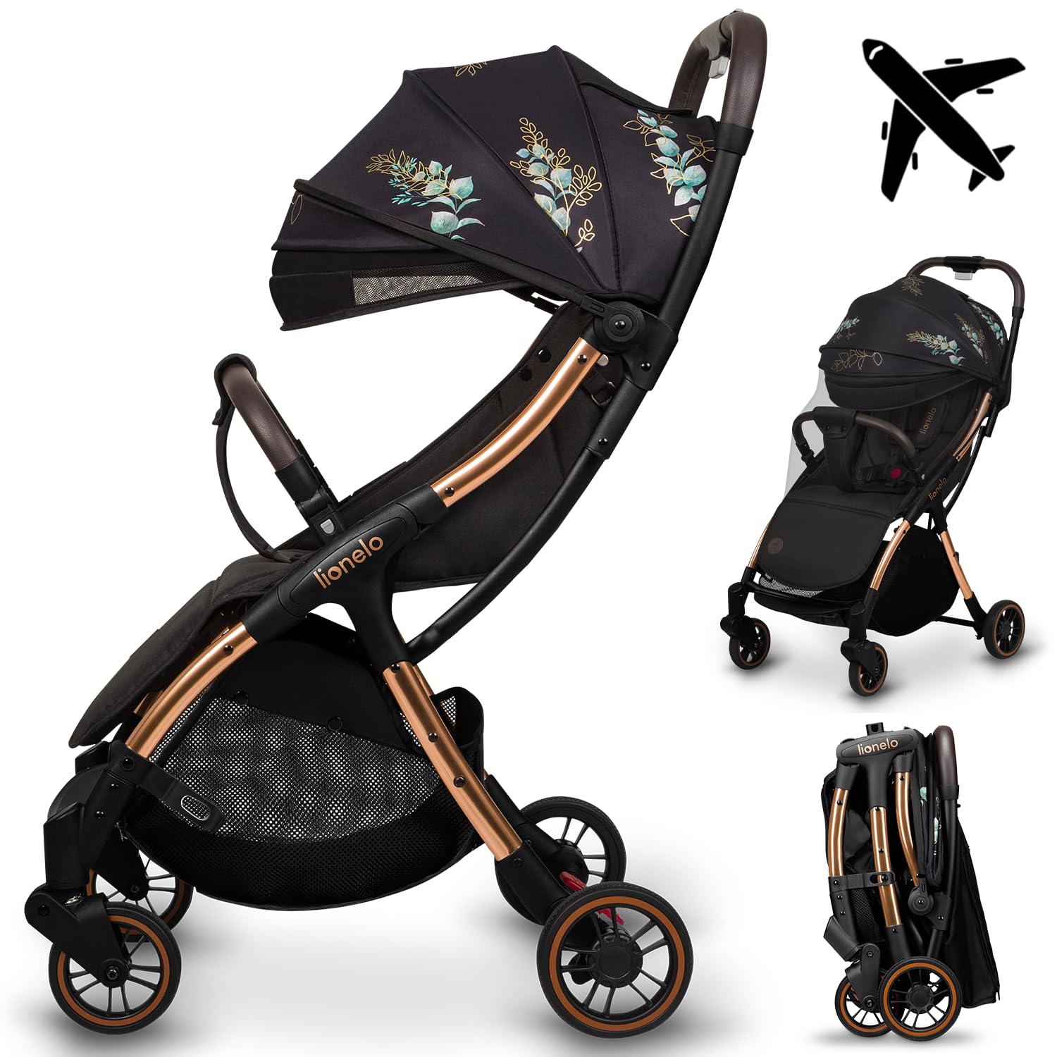LIONELO Julie One Buggy Kinderwagen bis 22 kg, verstellbare Rückenlehne und Fußstütze, Moskitonetz, Beinwärmer, Getränkehalter und Transporttasche, zusammenklappbar
