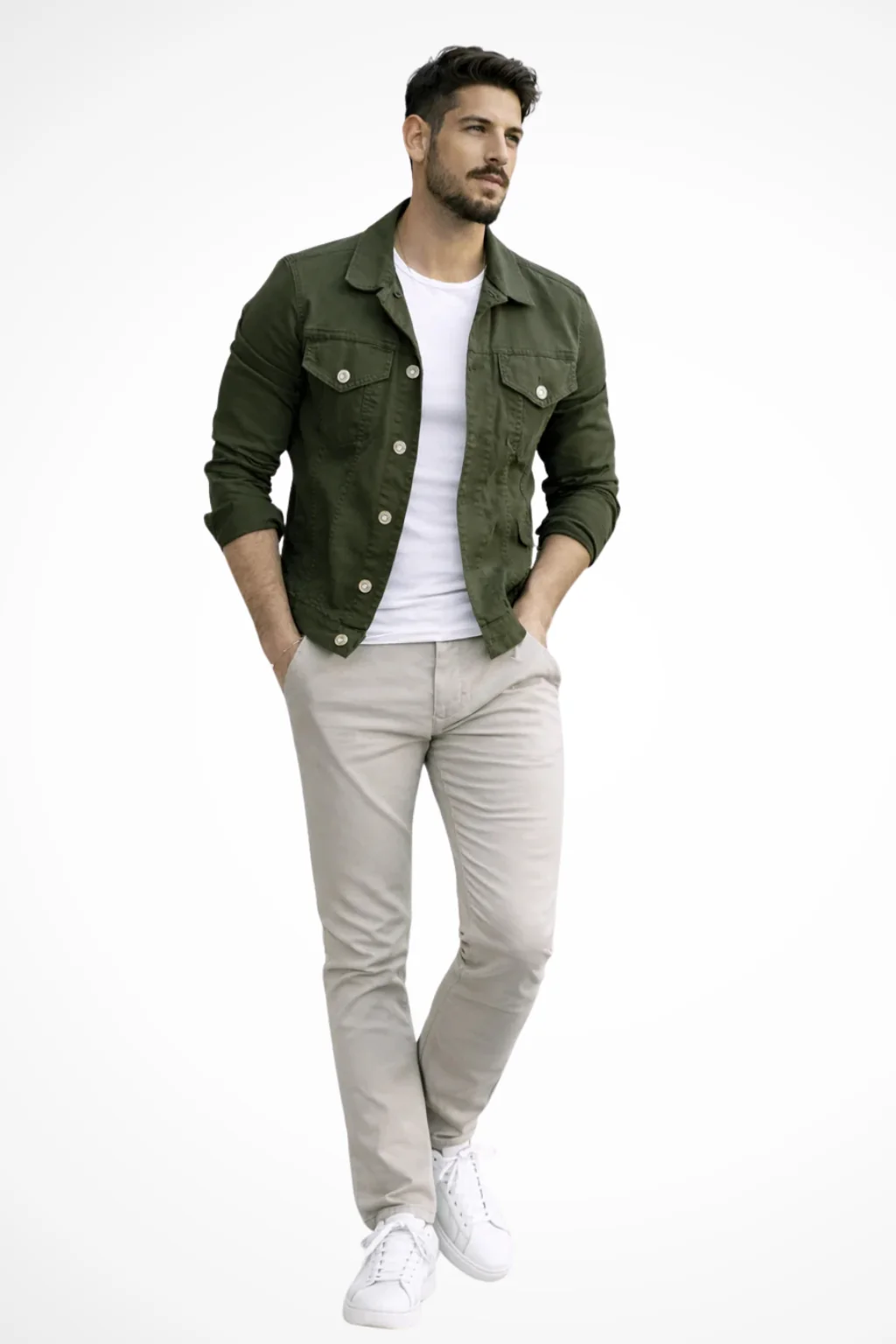 Herren Jeansjacke Slim Fit | Klassische Denim Jacke mit Knopfleiste und Brusttaschen | Strukturierte ��bergangsjacke f��r M?nner