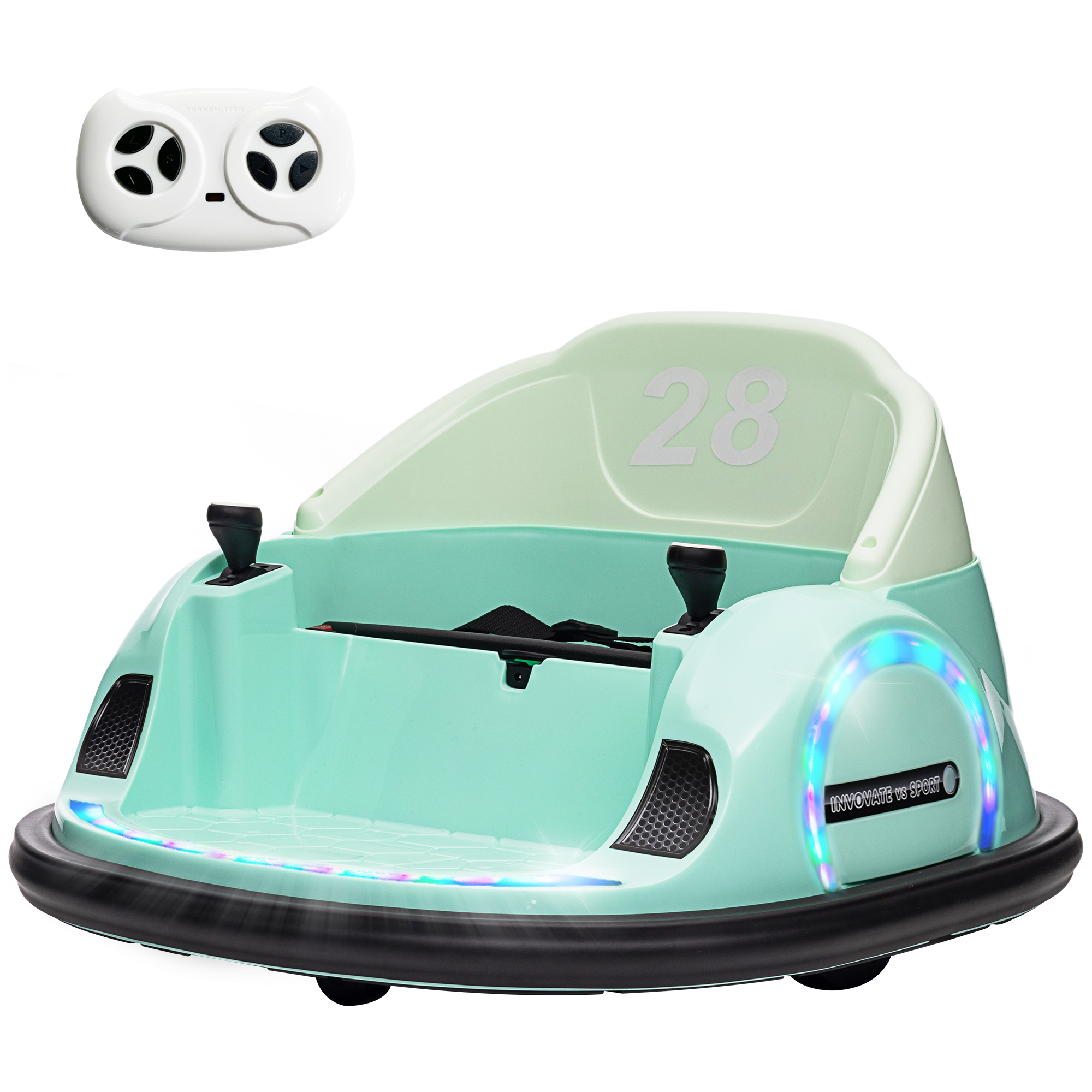 AIYAPLAY Autoscooter met 360�� Rotatie, 2 km/u Snelheid, Veiligheidsgordel, LED-Licht, Muziek en Claxon, Groen