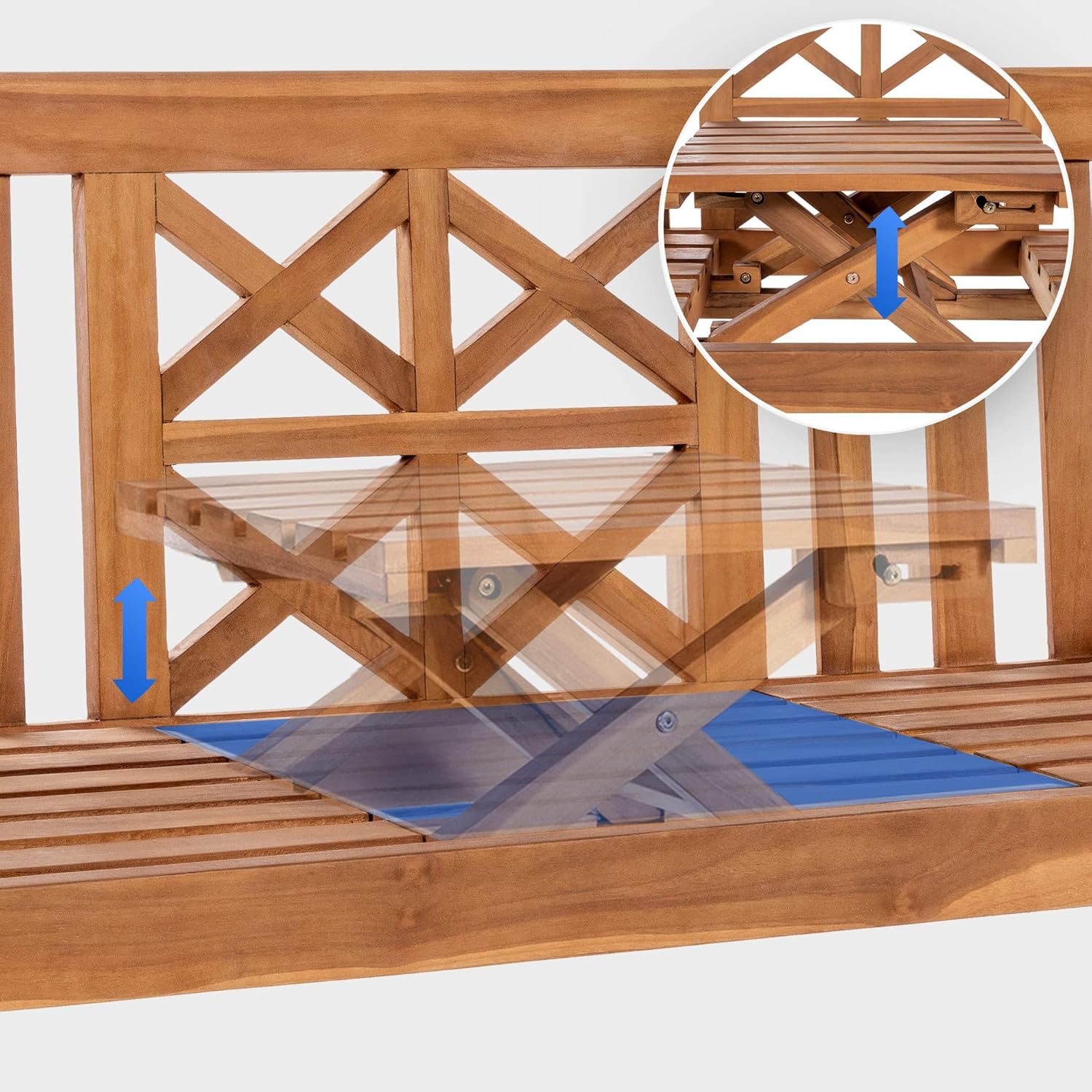 CLP Teakbank Luka I Wetterfeste Gartenbank Mit Klapp-Tisch, Farbe:Teak, Größe:150 cm