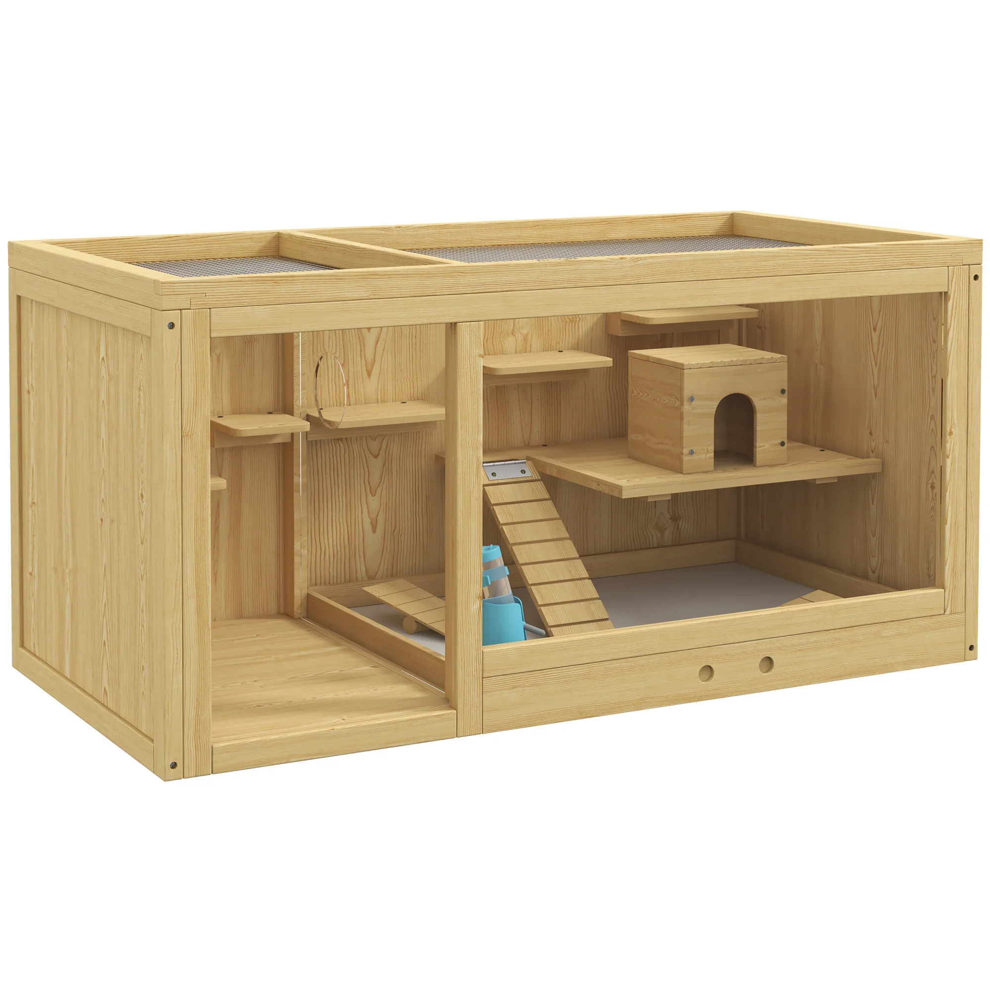 PawHut Hamsterkooi Knaagdierkooi meerdere verdiepingen met accessoires Hout