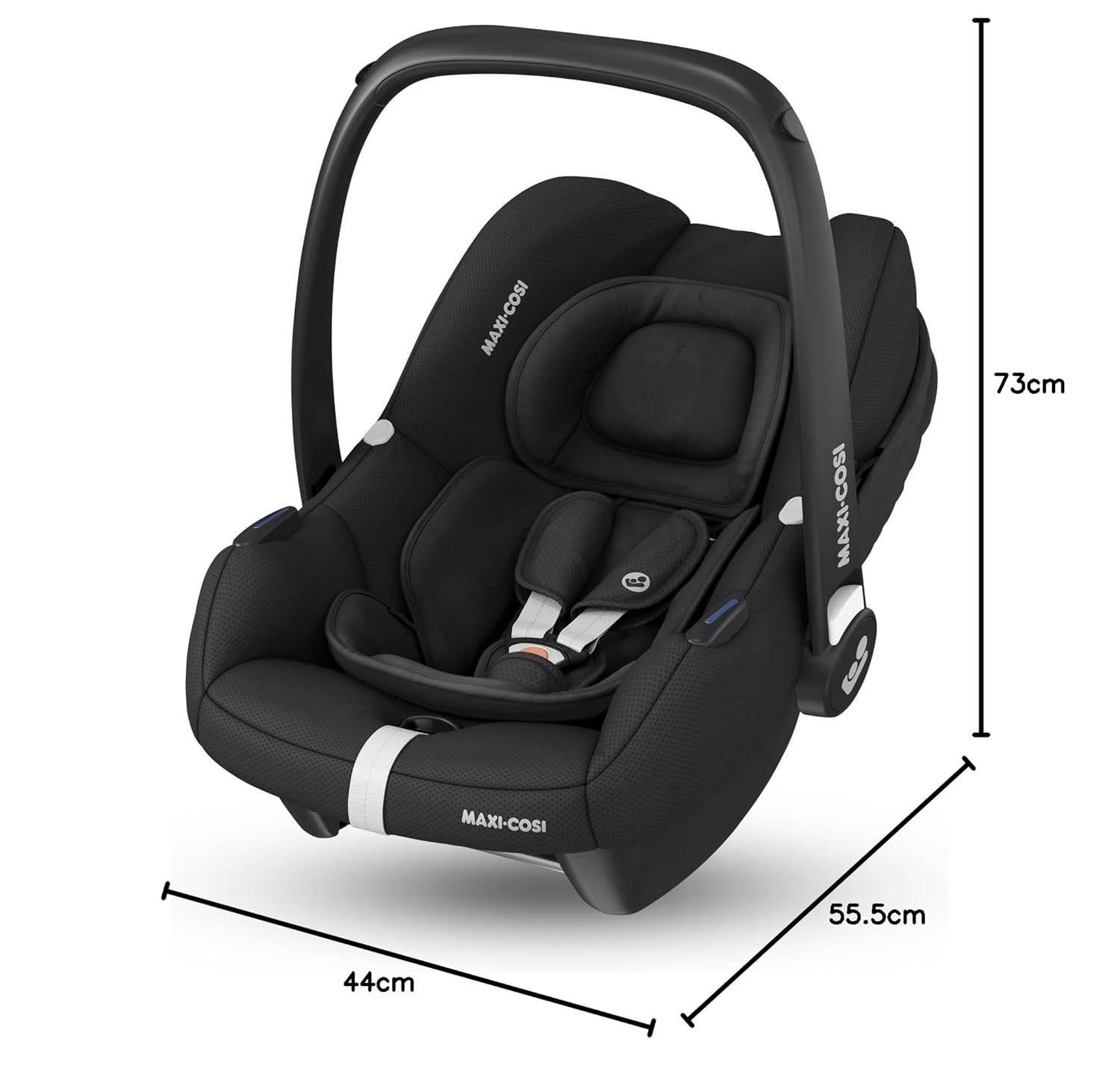 Maxi-Cosi CabrioFix i-Size, Babyschale, 0–12 Monate, max. 12 kg, leichter i-Size Kindersitz (3,2 kg), Sonnenverdeck, gepolsterter Sitz, für viele Maxi-Cosi Kinderwagen, Essential Green