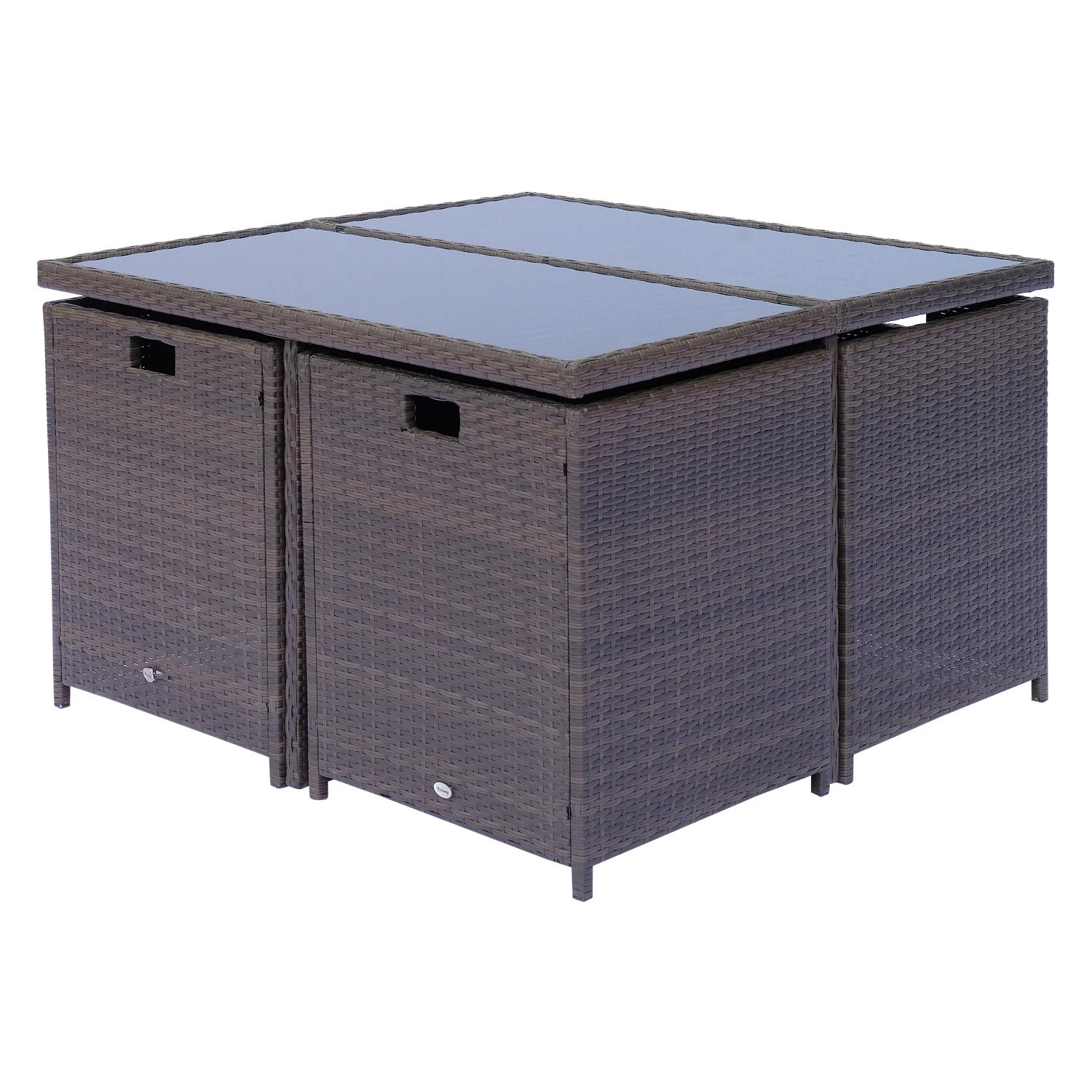 Poly-rotan zitgroep 21-delig Zitset met kussens, tuinmeubelen, aluminium bruin