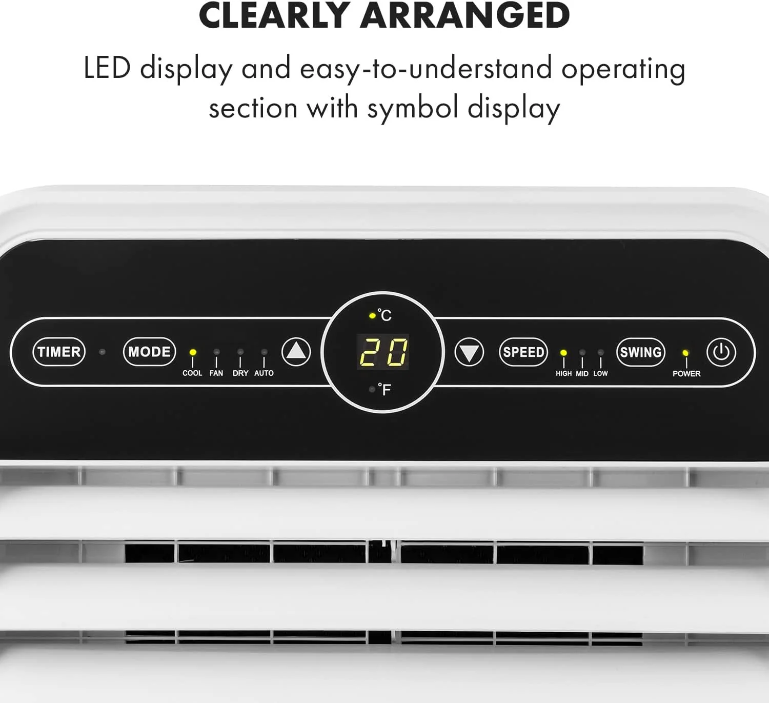 Klarstein Mobile Klimaanlage mit Abluftschlauch, 4-in-1 Klimagerät mit Ventilator, Luftentfeuchter & Nachtmodus, Kleine & Portable Klimaanlage für Wohnung & Büro, Niedriger Verbrauch, 9000 BTU