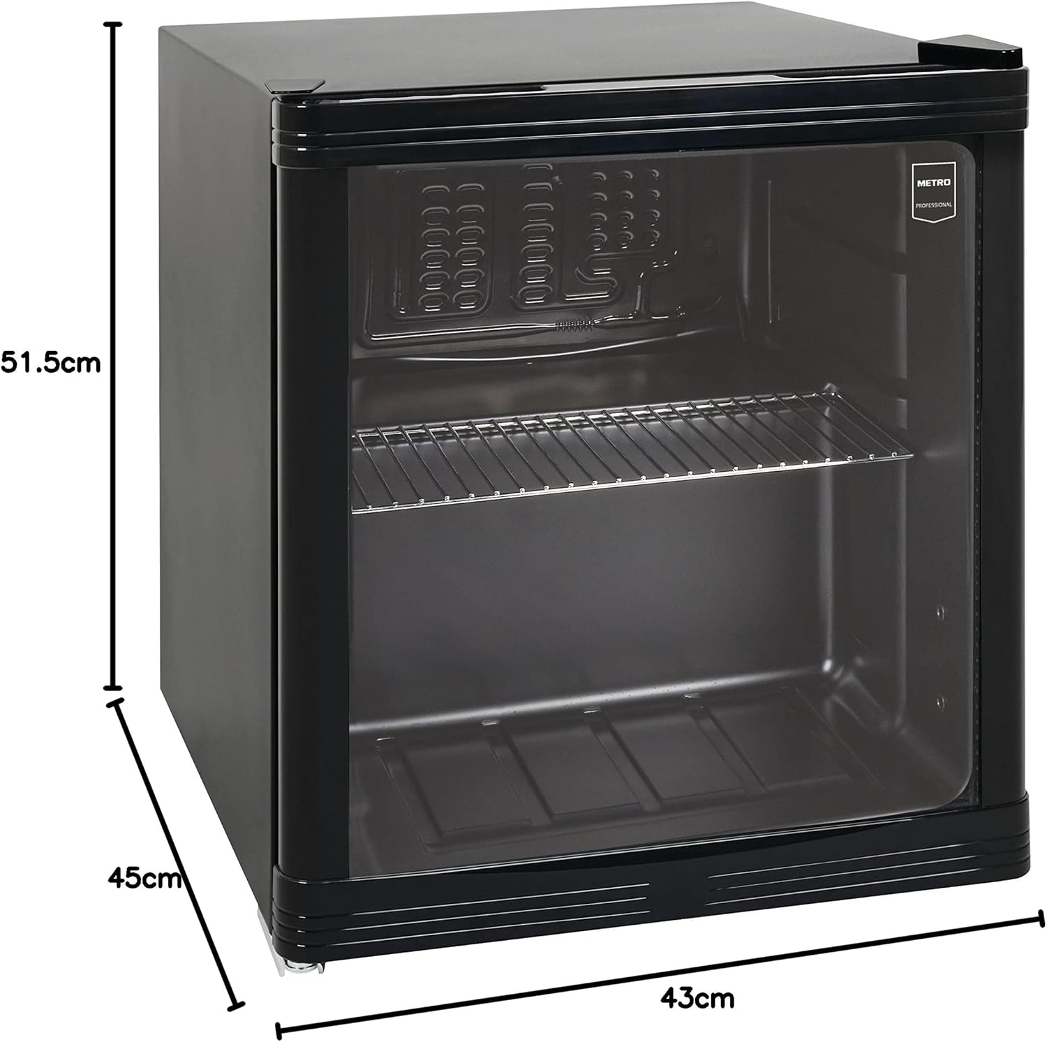 METRO Professional Mini-Kühlschrank GPC1088, 88 L, 1.052 kWh/24h, 3 Edelstahl-Drahtböden, schwarz