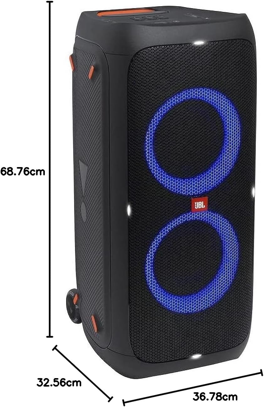 JBL PartyBox 710 - Schwarz �C Trag - und rollbarer Bluetooth Party-Lautsprecher mit Lichteffekten �C Spritzwassergesch��tzte, mobile Musikbox
